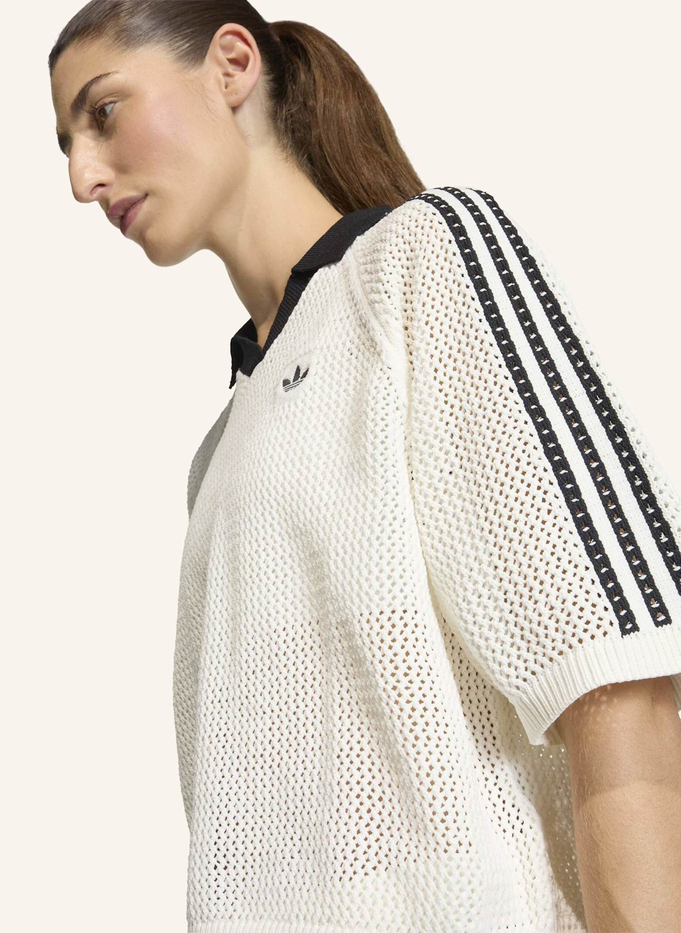 adidas Originals Strick-Poloshirt KNITTED CROCHET POLO: WEISS