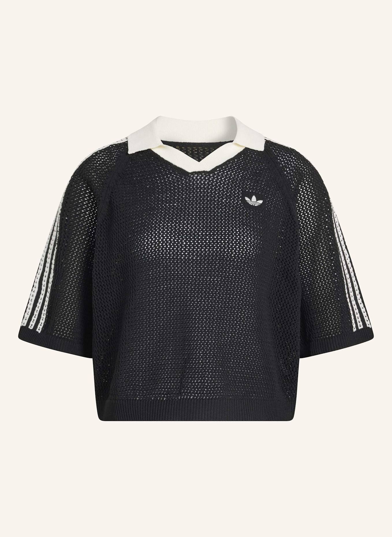 adidas Originals Strick-Poloshirt KNITTED CROCHET POLO: SCHWARZ