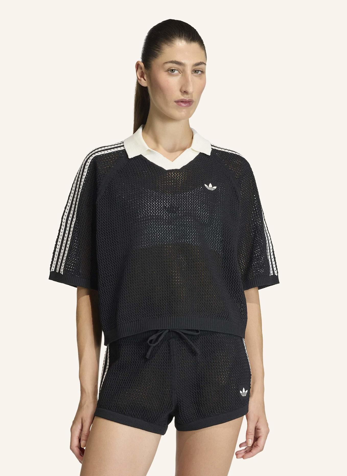 adidas Originals Strick-Poloshirt KNITTED CROCHET POLO: SCHWARZ