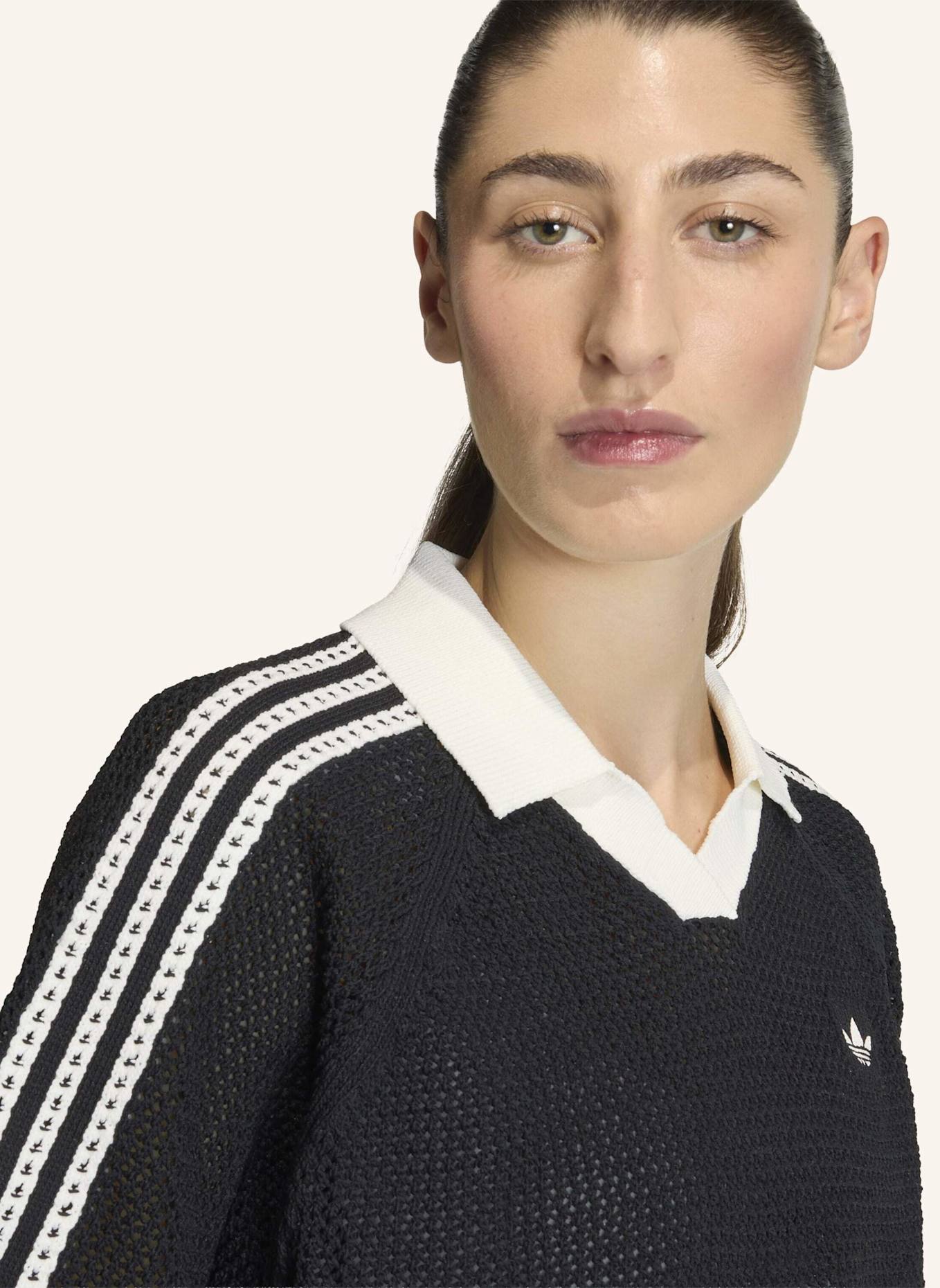 adidas Originals Strick-Poloshirt KNITTED CROCHET POLO: SCHWARZ