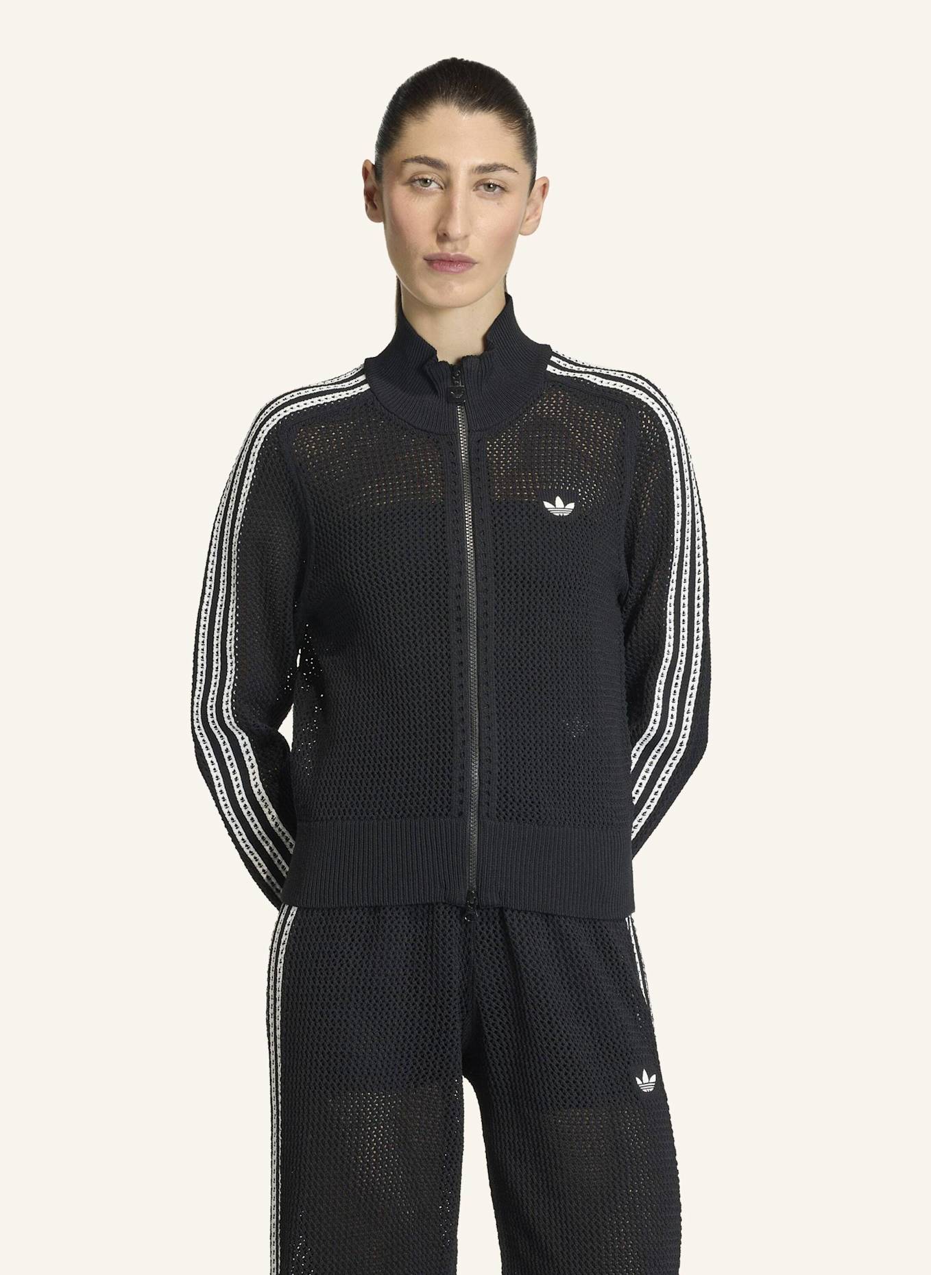adidas Originals KNITTED CROCHET FIREBIRD ORIGINALS JACKE: SCHWARZ