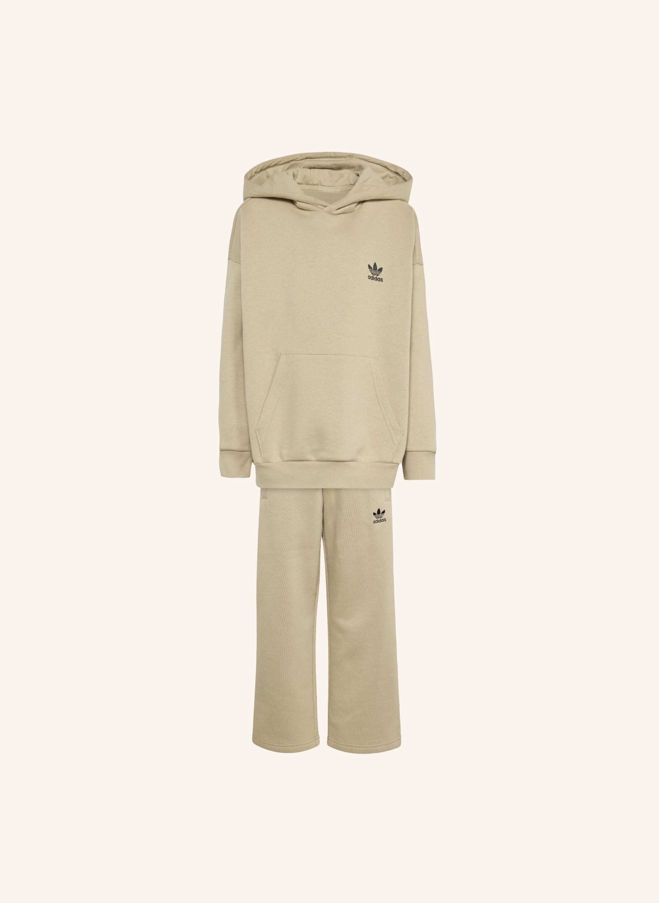 adidas Originals OVERSIZED HOODIE OPEN HEM PANTS SET: BEIGE