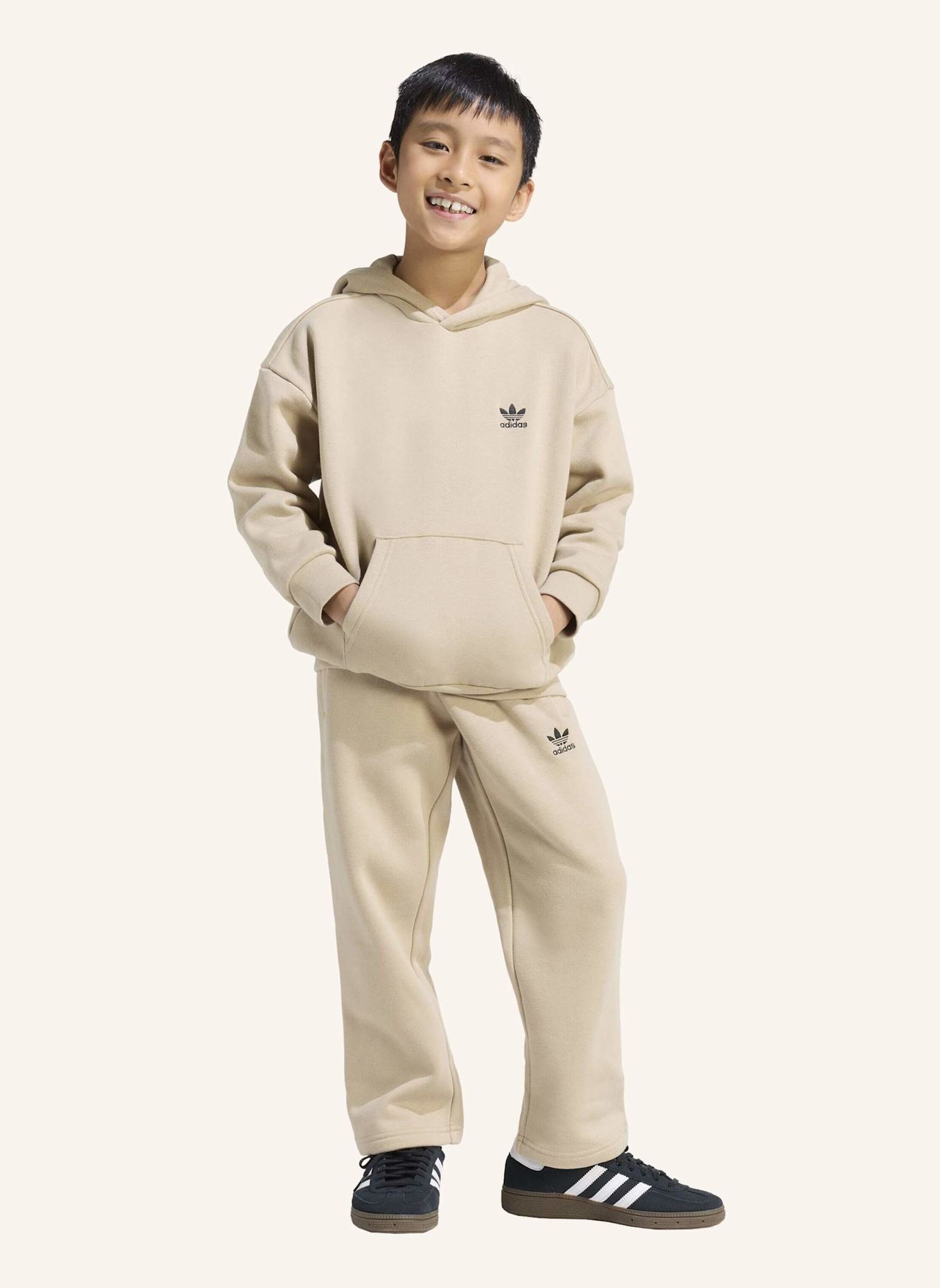 adidas Originals OVERSIZED HOODIE OPEN HEM PANTS SET: BEIGE