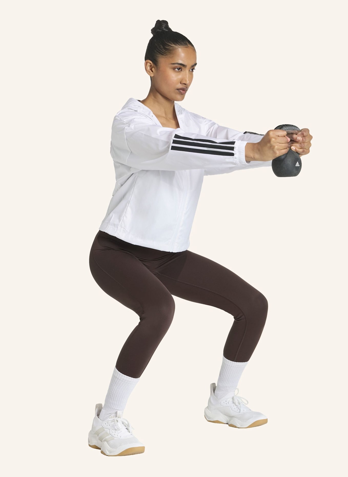 adidas HYPERGLAM 3-STREIFEN WINDBREAKER: WEISS