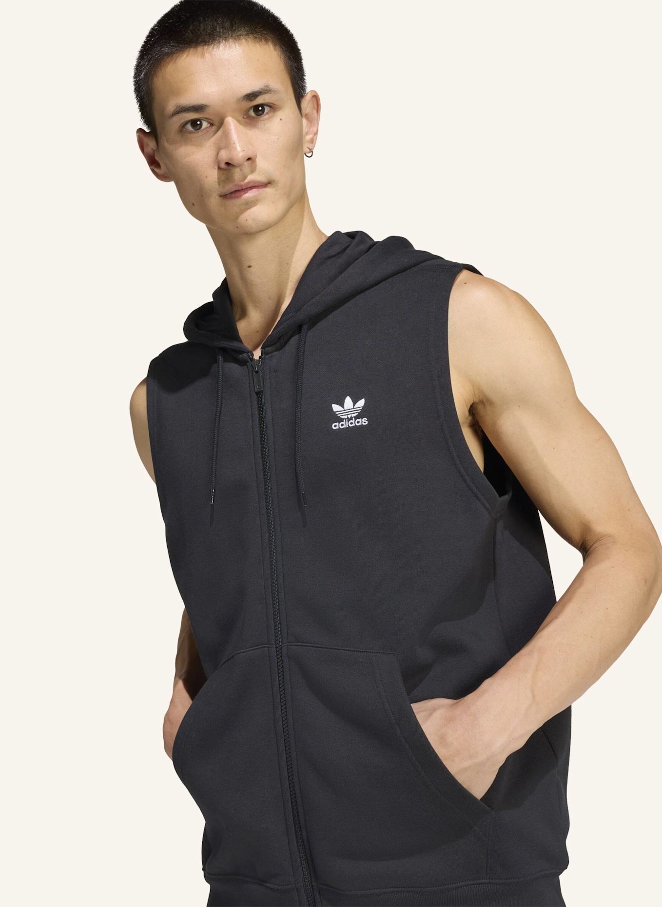 adidas Originals TREFOIL ESSENTIALS HOODIE OHNE ÄRMEL: SCHWARZ