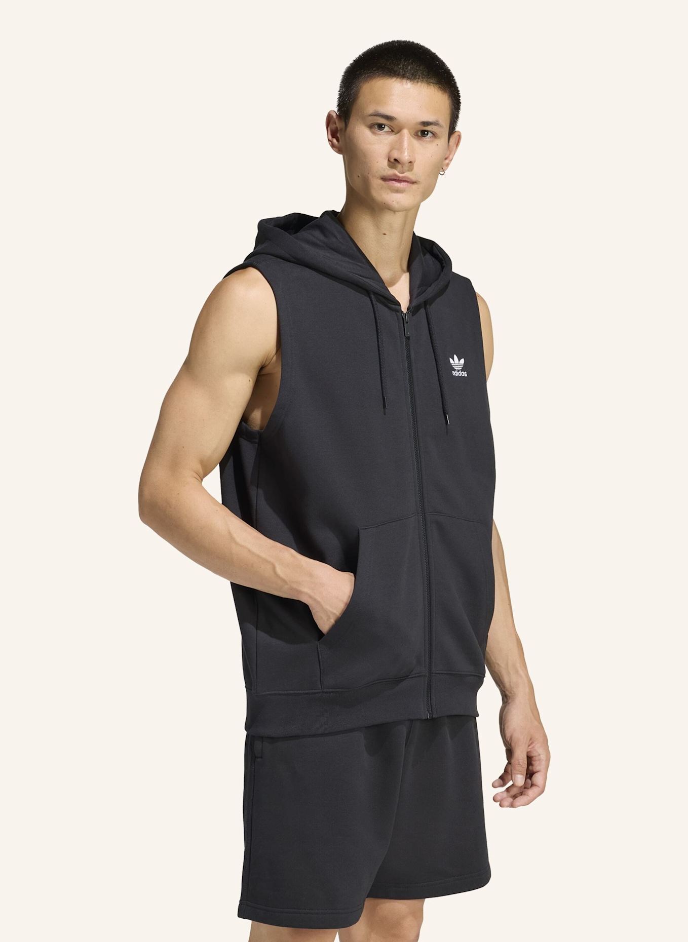 adidas Originals TREFOIL ESSENTIALS HOODIE OHNE ÄRMEL: SCHWARZ