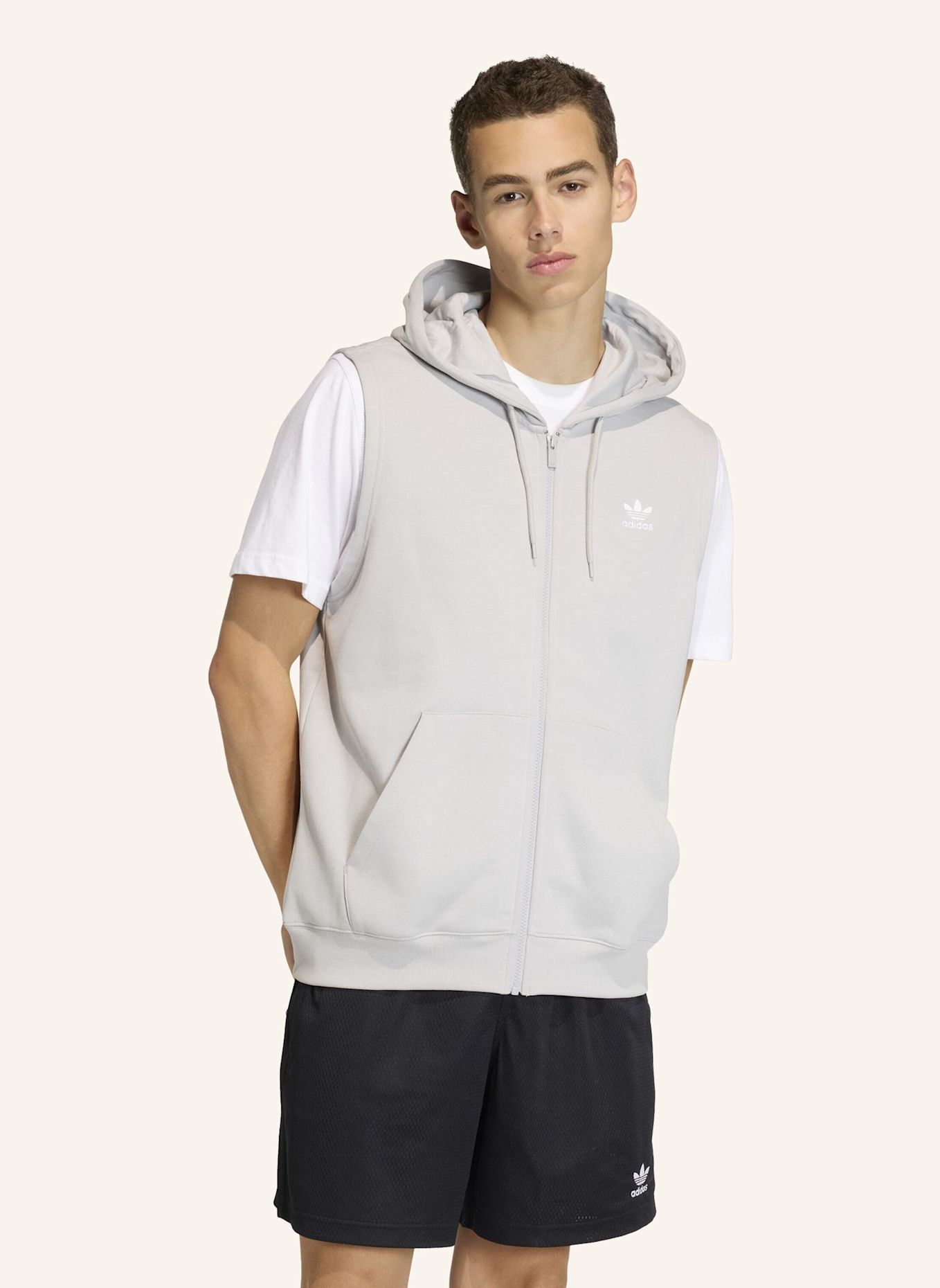 adidas Originals TREFOIL ESSENTIALS HOODIE OHNE ÄRMEL: GRAU