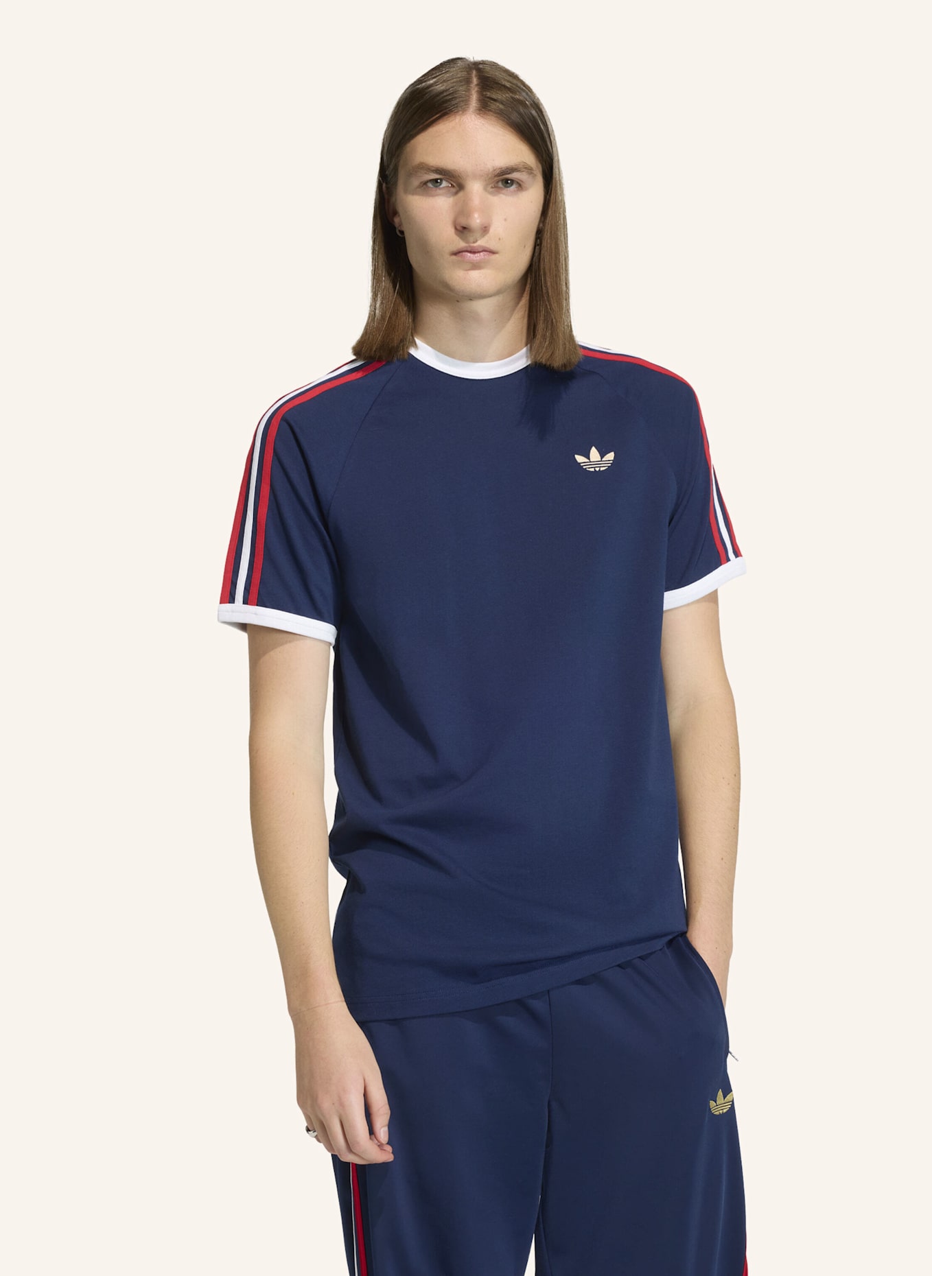 adidas Originals T-Shirt 3-STREIFEN: BLAU/ ROT/ WEISS