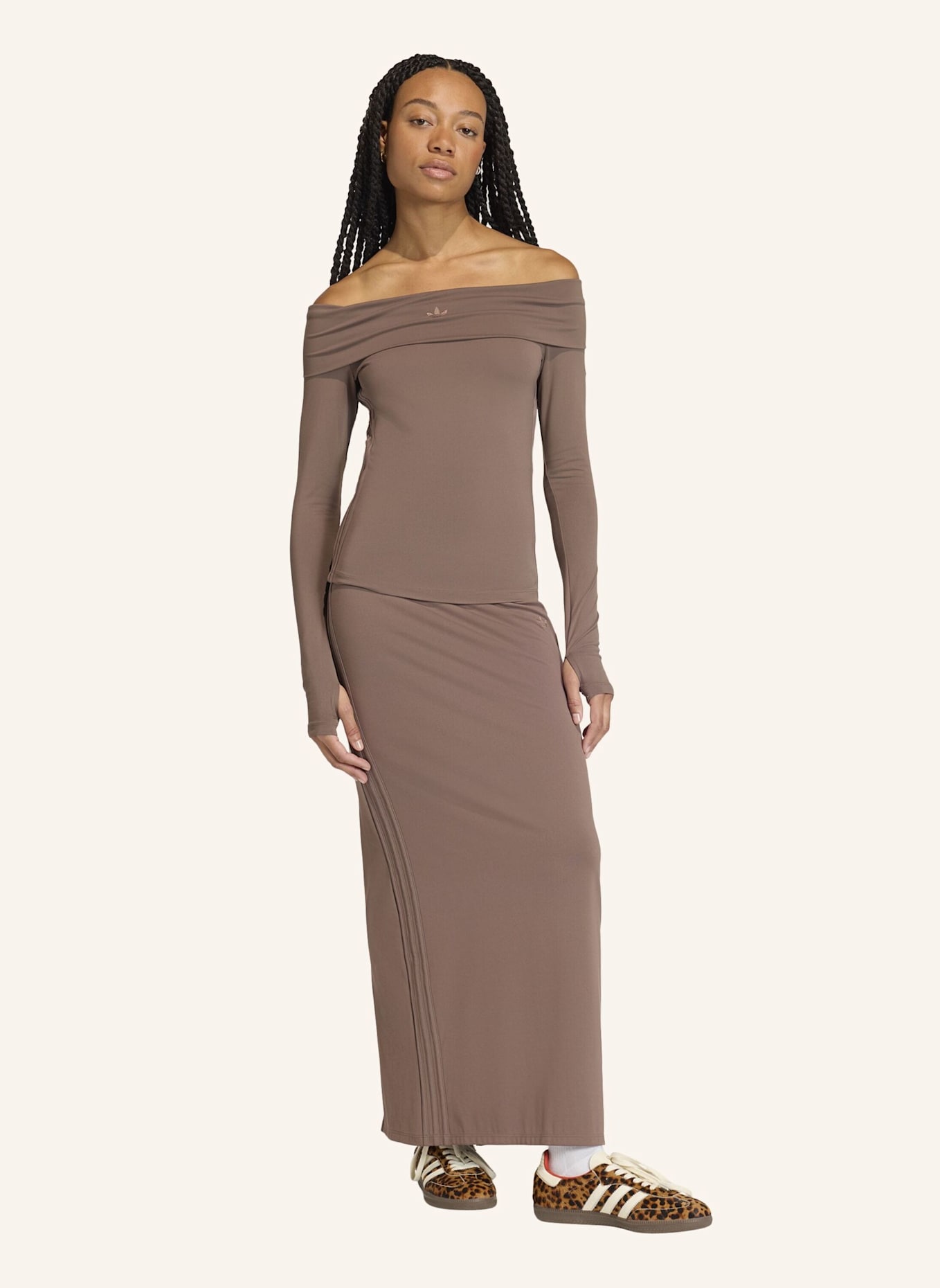 adidas Originals OFF-SHOULDER LONGSLEEVE: BRAUN