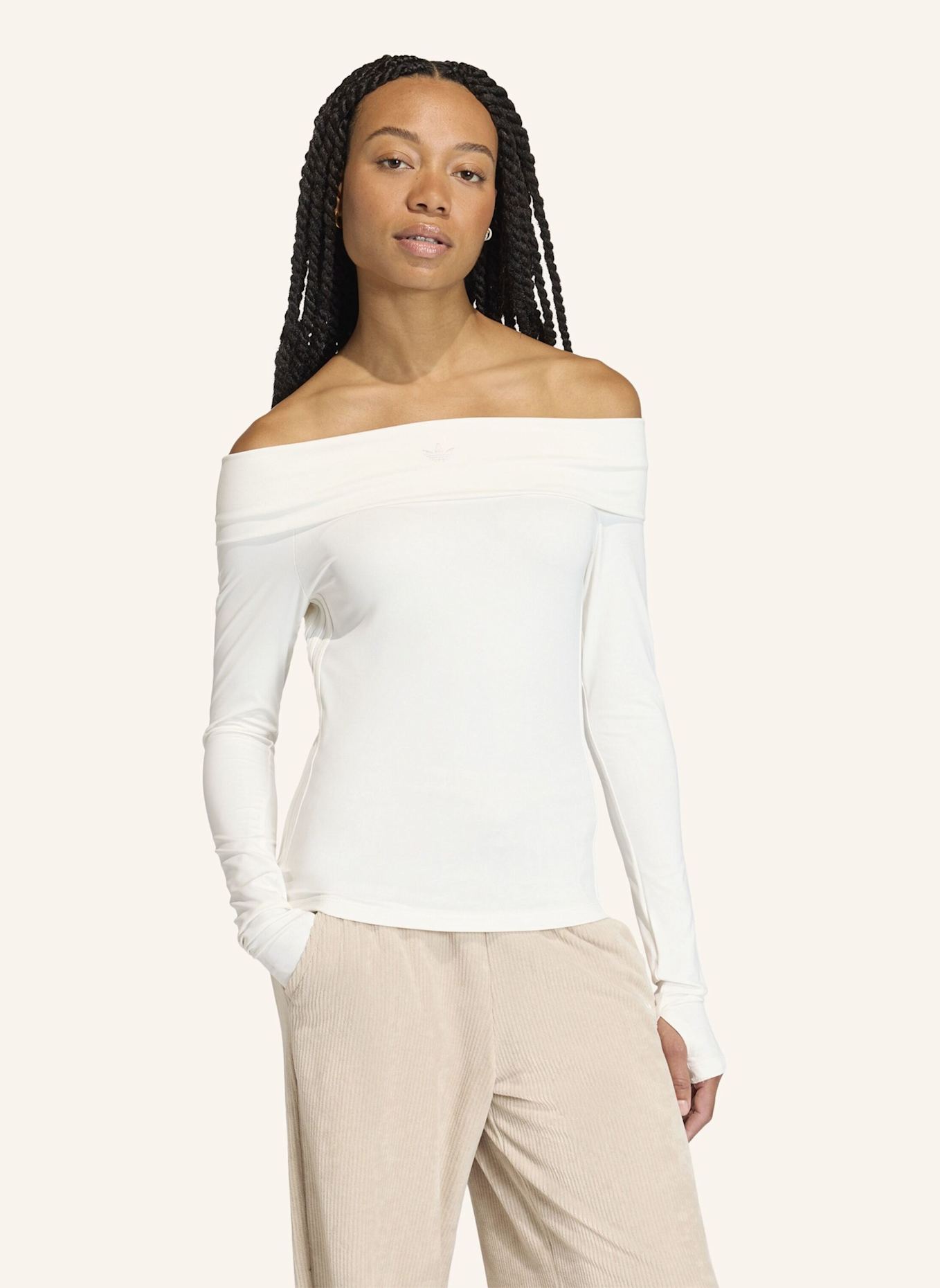 adidas Originals OFF-SHOULDER LONGSLEEVE: WEISS