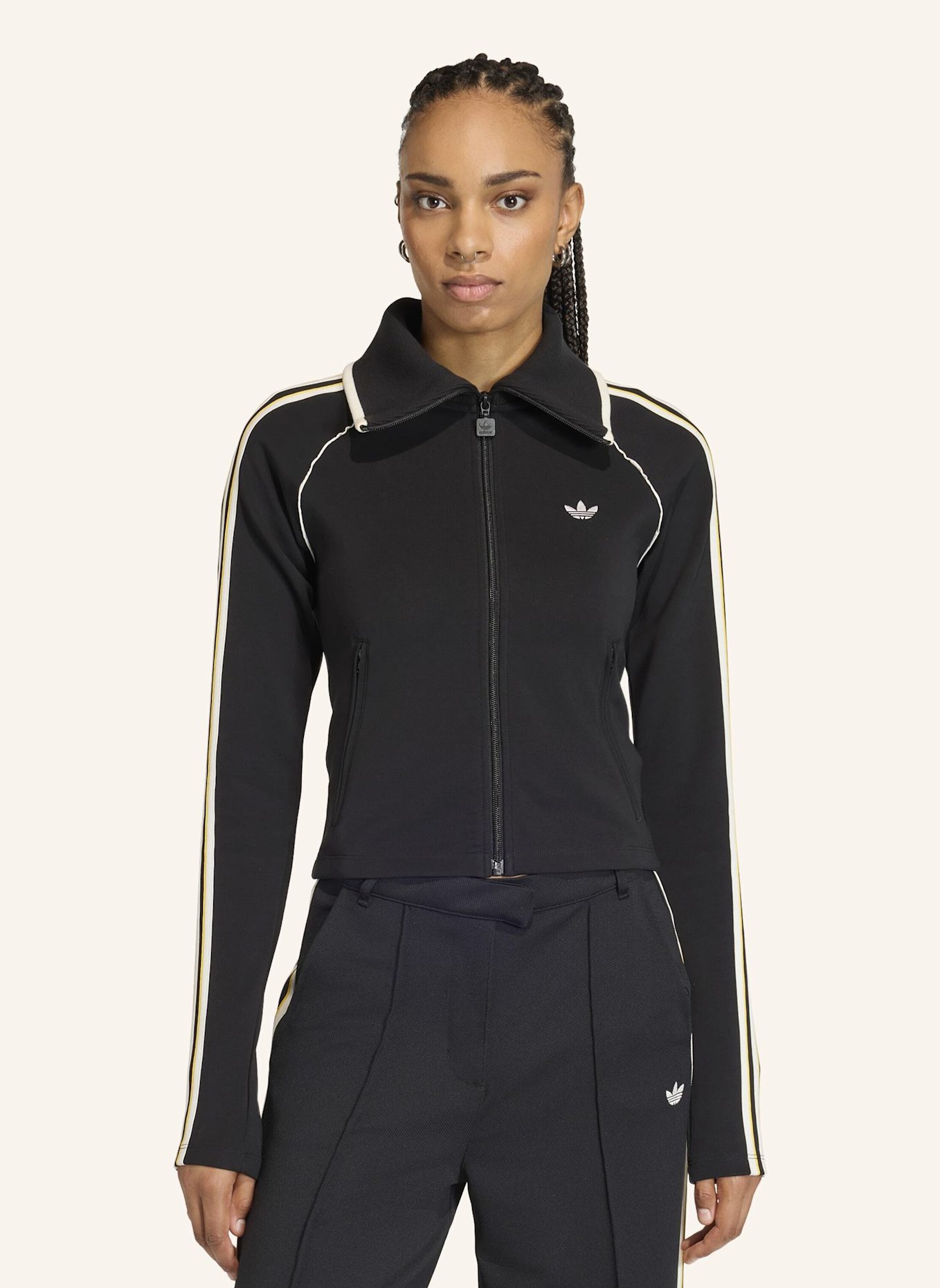 adidas Originals SCHMAL GESCHNITTENES FIREBIRD TRACK TOP: SCHWARZ