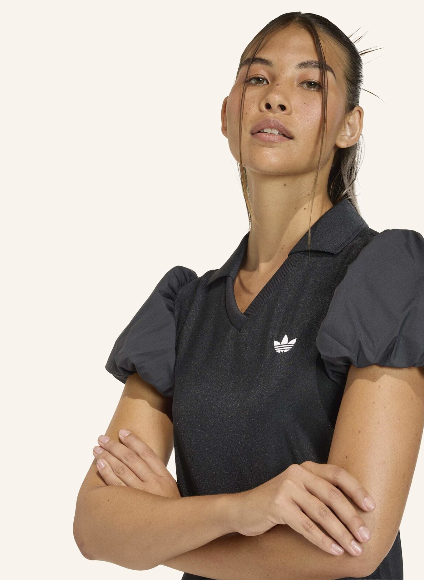 adidas Originals KLEID MIT BALLONÄRMELN: SCHWARZ