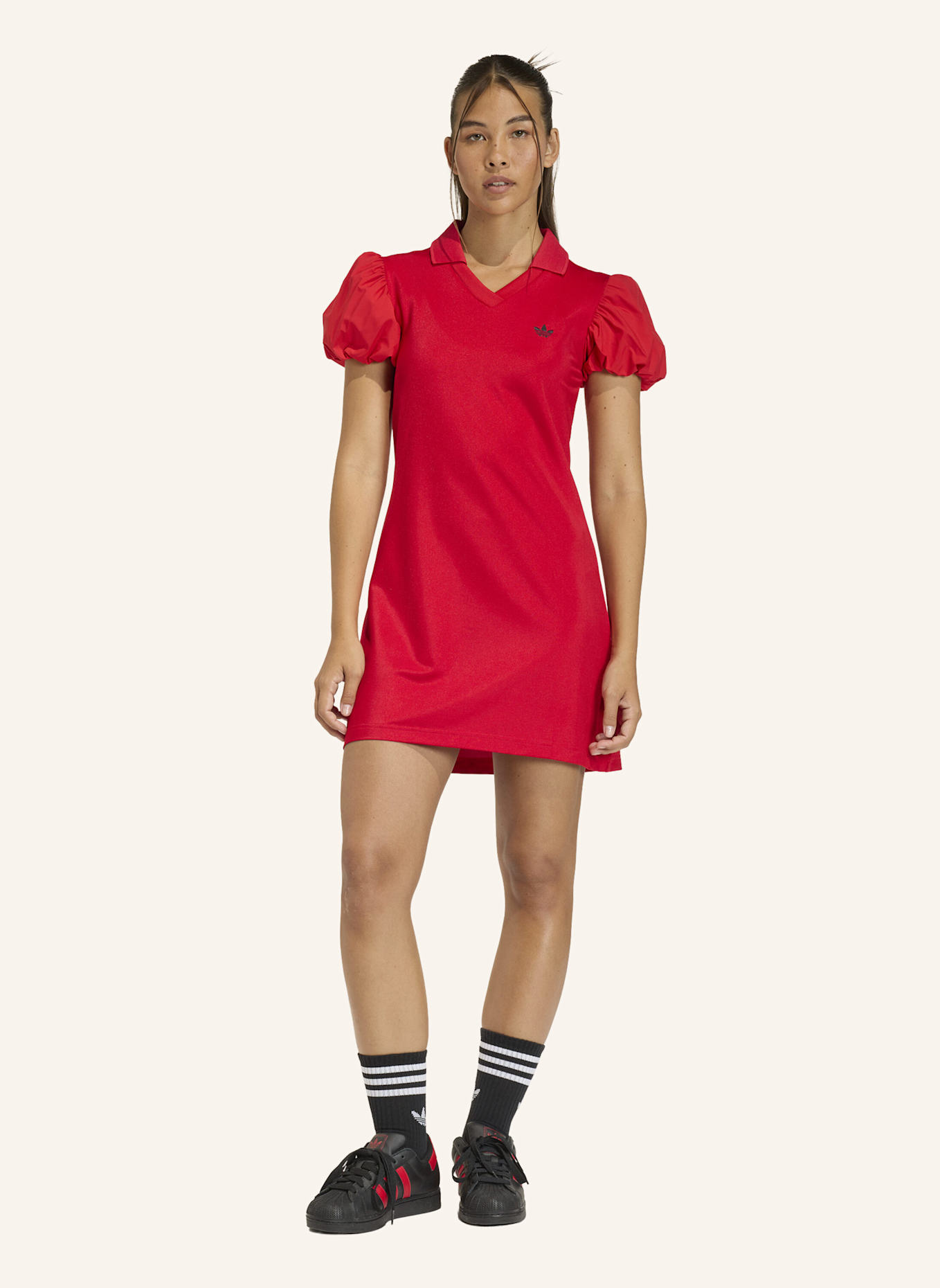 adidas Originals KLEID MIT BALLONÄRMELN: ROT