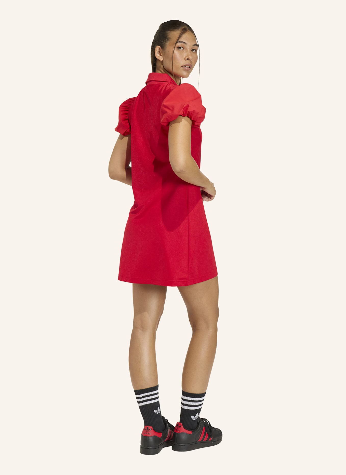 adidas Originals KLEID MIT BALLONÄRMELN: ROT
