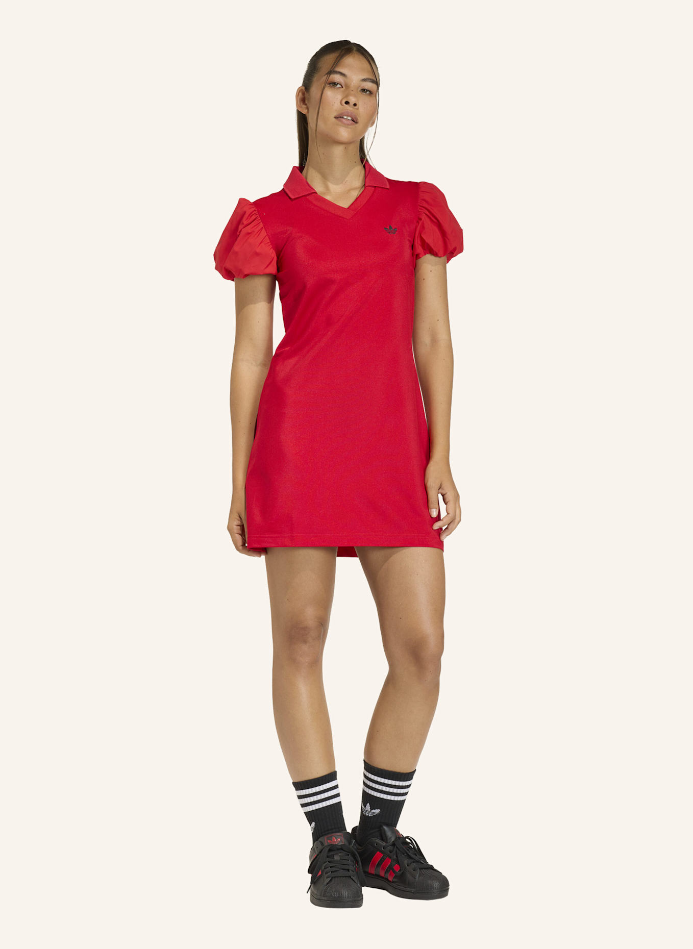 adidas Originals KLEID MIT BALLONÄRMELN: ROT