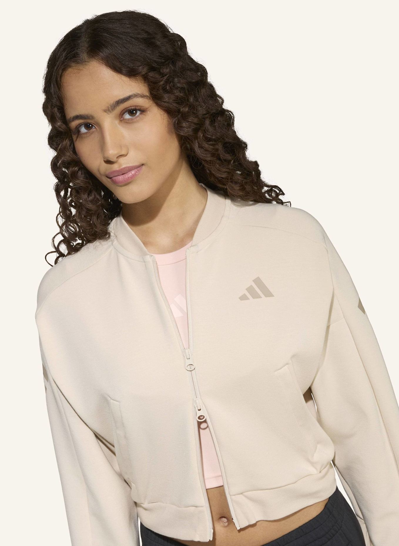 adidas FUTURE ICONS 3-STREIFEN HOODIE MIT DURCHGEHENDEM REISSVERSCHLUSS: BEIGE/ GRÜN