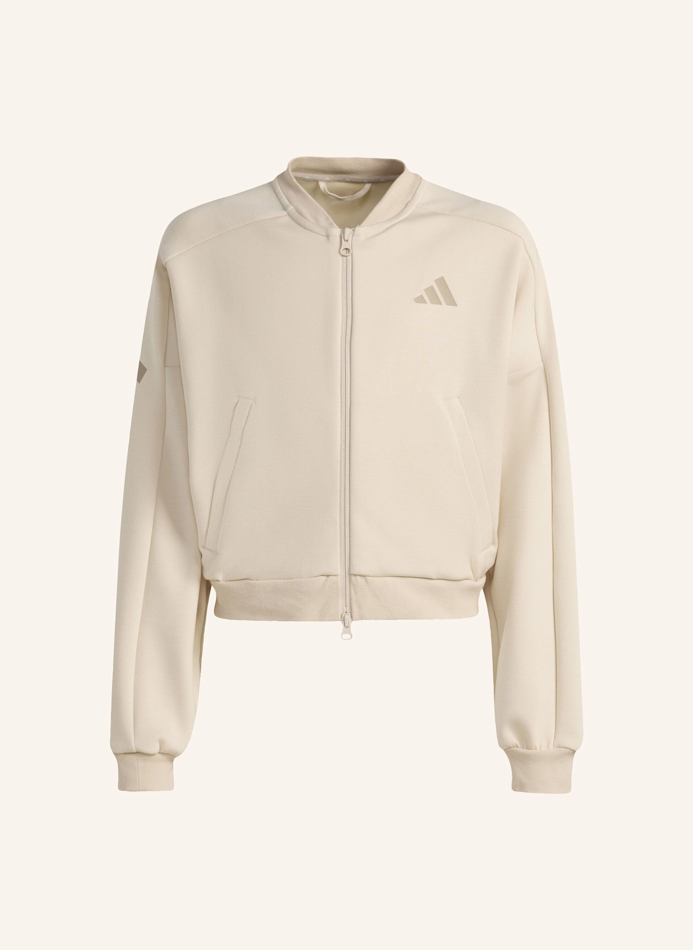 adidas FUTURE ICONS 3-STREIFEN HOODIE MIT DURCHGEHENDEM REISSVERSCHLUSS: BEIGE/ GRÜN