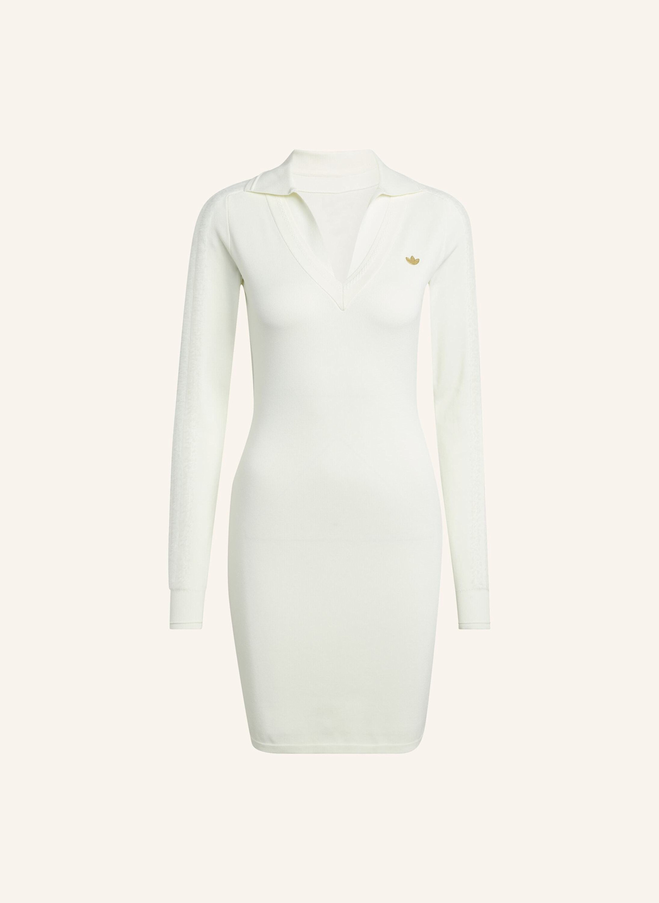 adidas Originals LANGÄRMELIGES KLEID MIT KRAGEN: WEISS