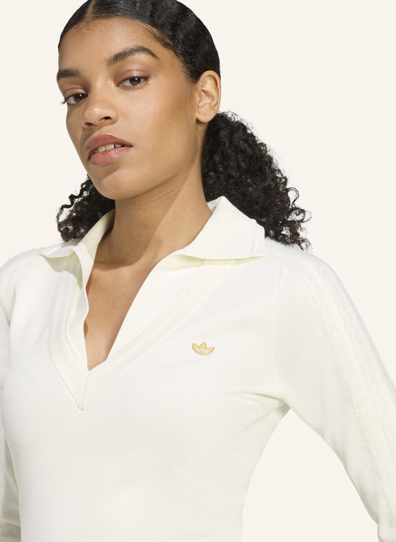 adidas Originals LANGÄRMELIGES KLEID MIT KRAGEN: WEISS