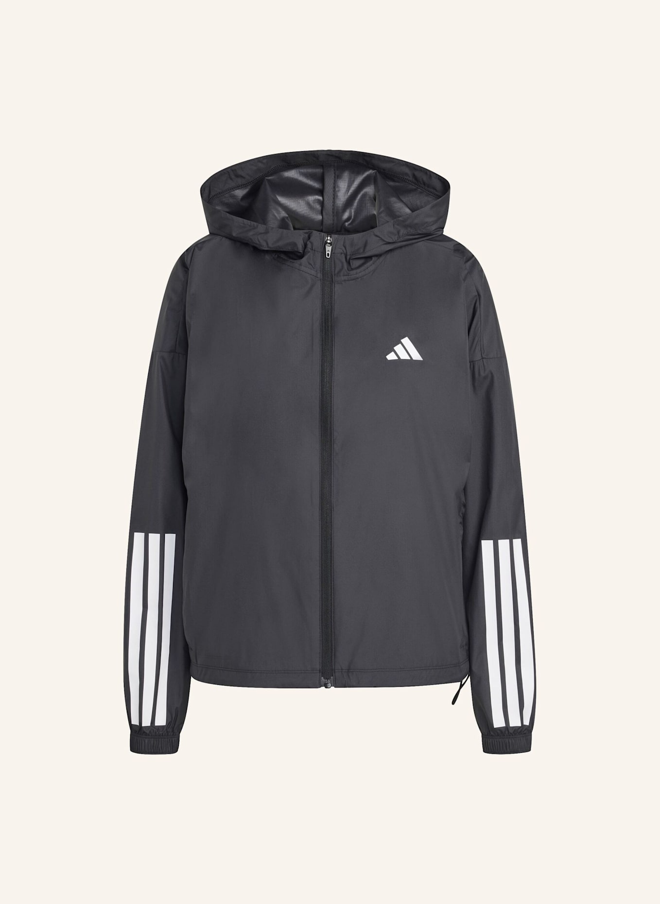 adidas HYPERGLAM 3-STREIFEN WINDBREAKER: SCHWARZ