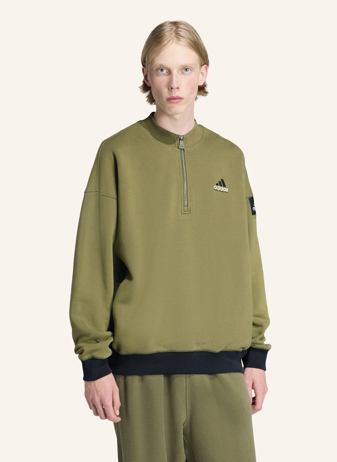 adidas Originals ADIDAS EQUIPMENT BLOCKED HALF-ZIP PULLOVER: BLAU