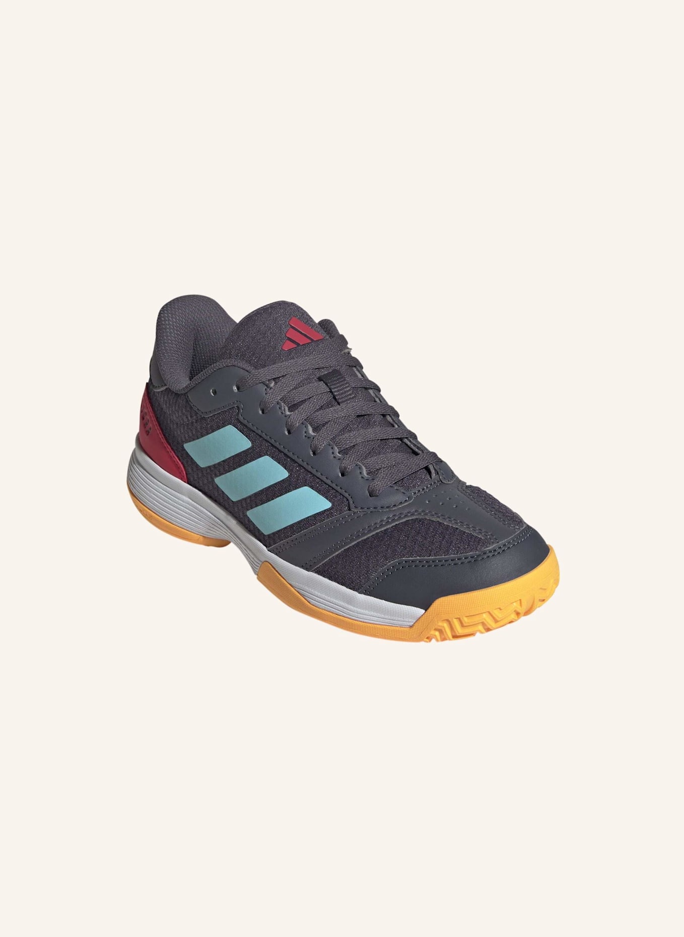 adidas Indoorschuhe LIGRA 8 K: GRAU/ GRÜN/ ROT