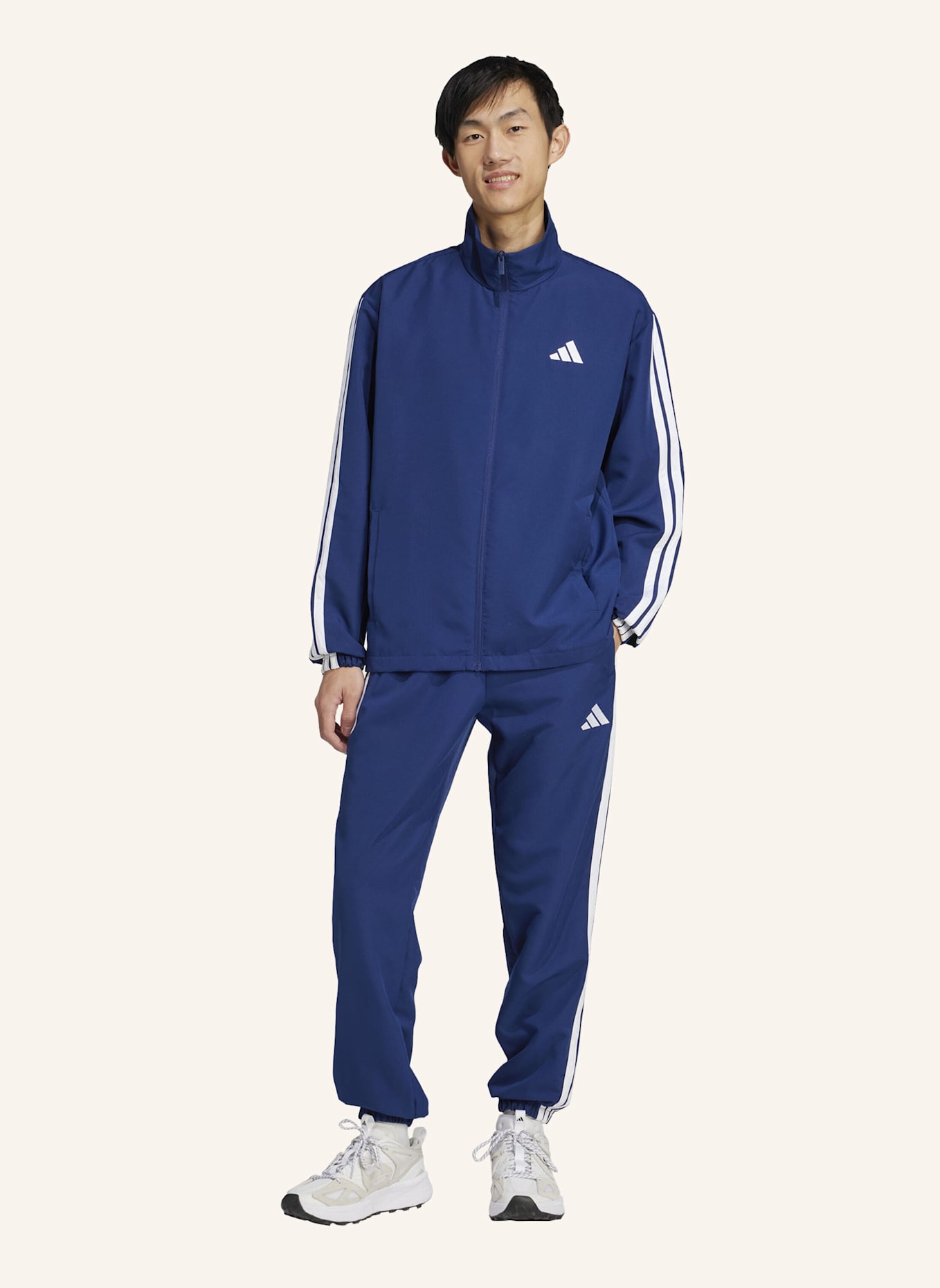 adidas 3-STREIFEN WOVEN TRAININGSANZUG: BLAU