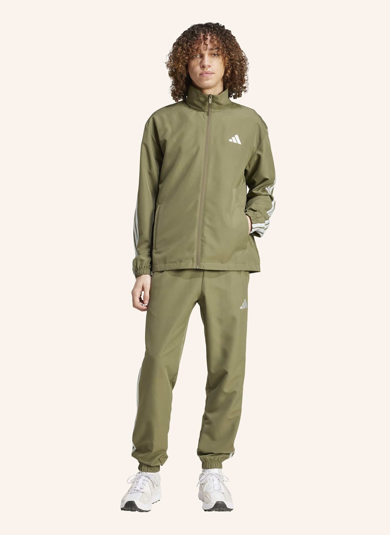 adidas 3-STREIFEN WOVEN TRAININGSANZUG: GRÜN