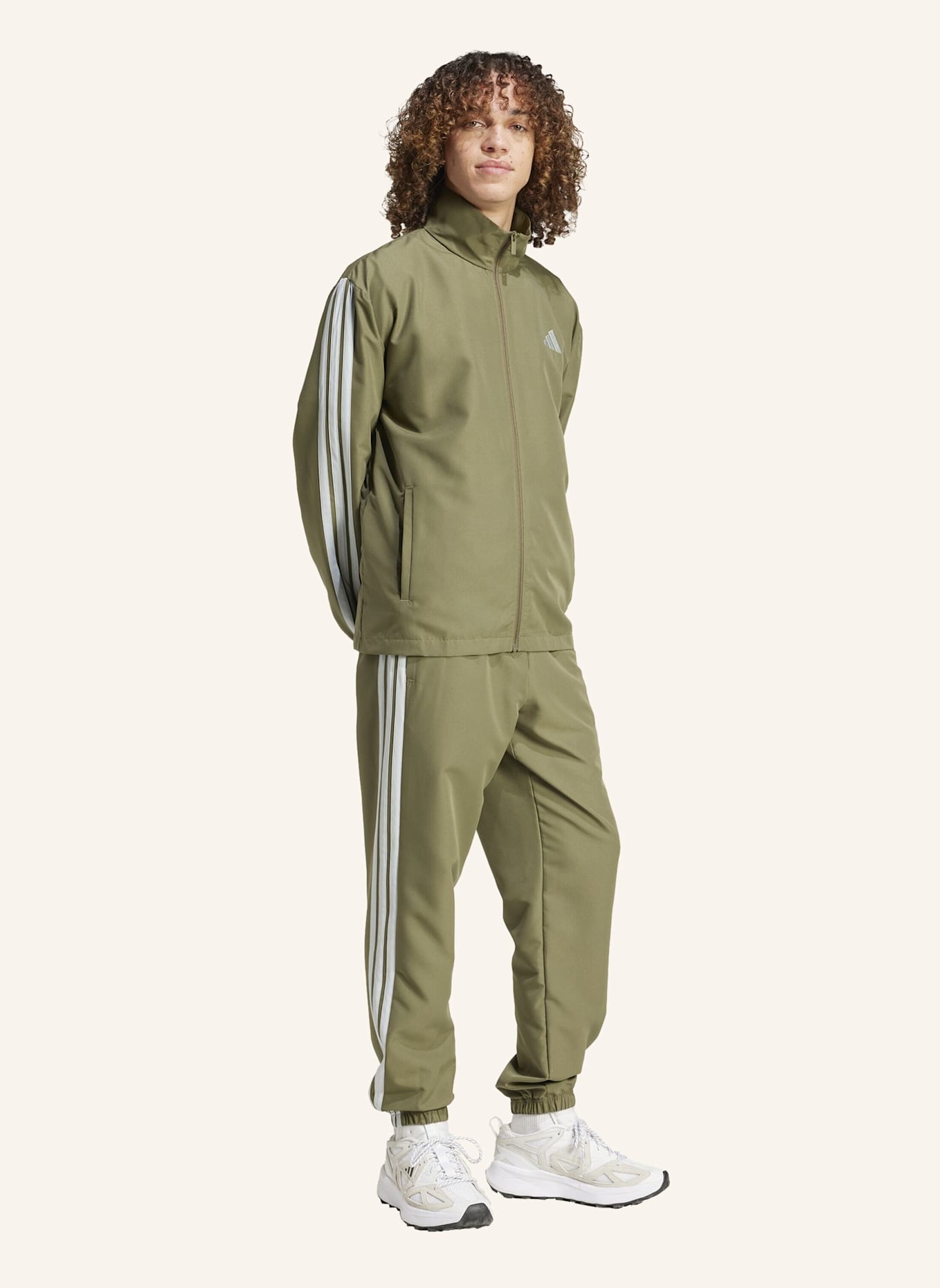 adidas 3-STREIFEN WOVEN TRAININGSANZUG: GRÜN