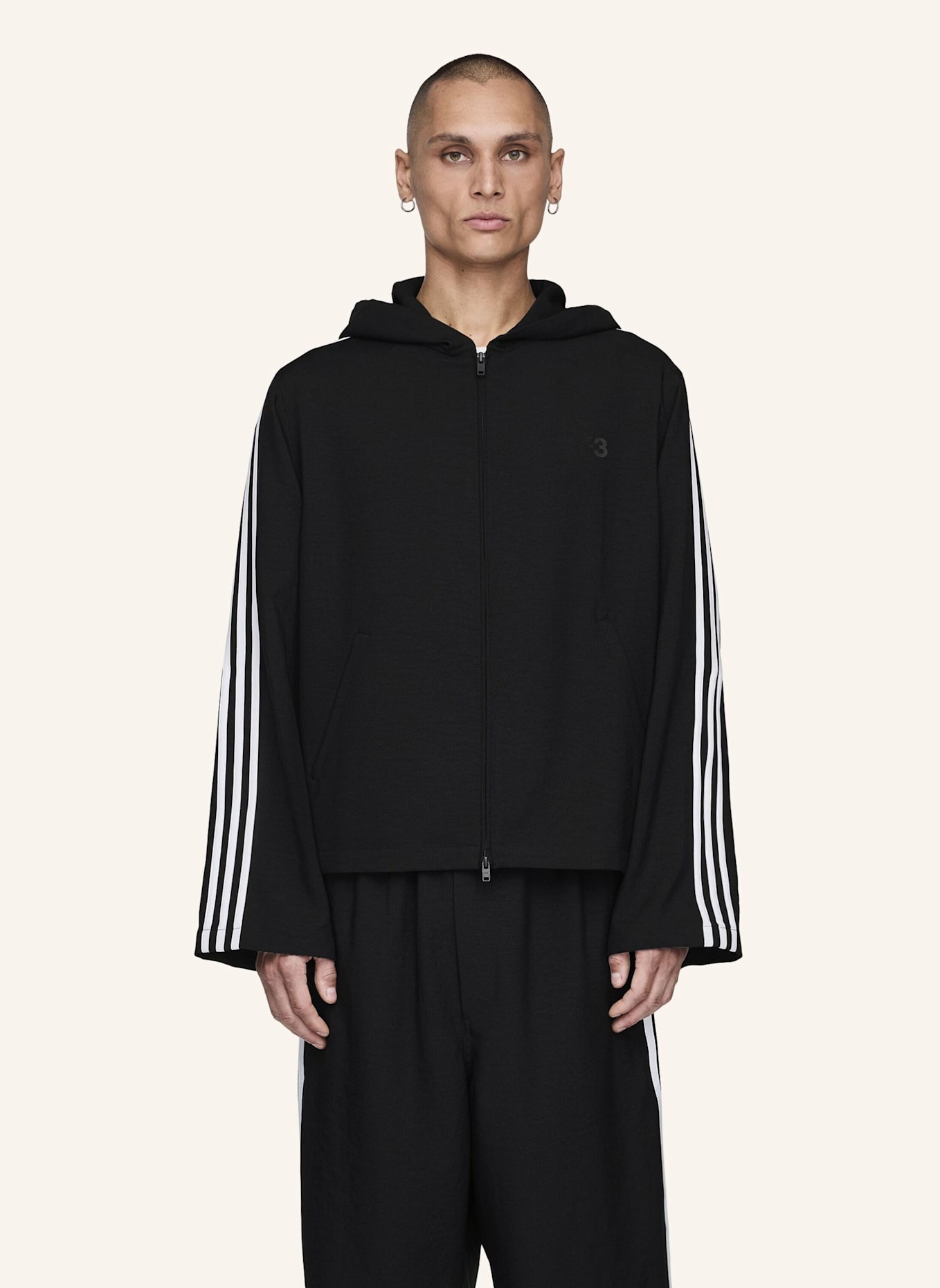 Y-3 Y-3 KAPUZENJACKE 3-STREIFEN: SCHWARZ