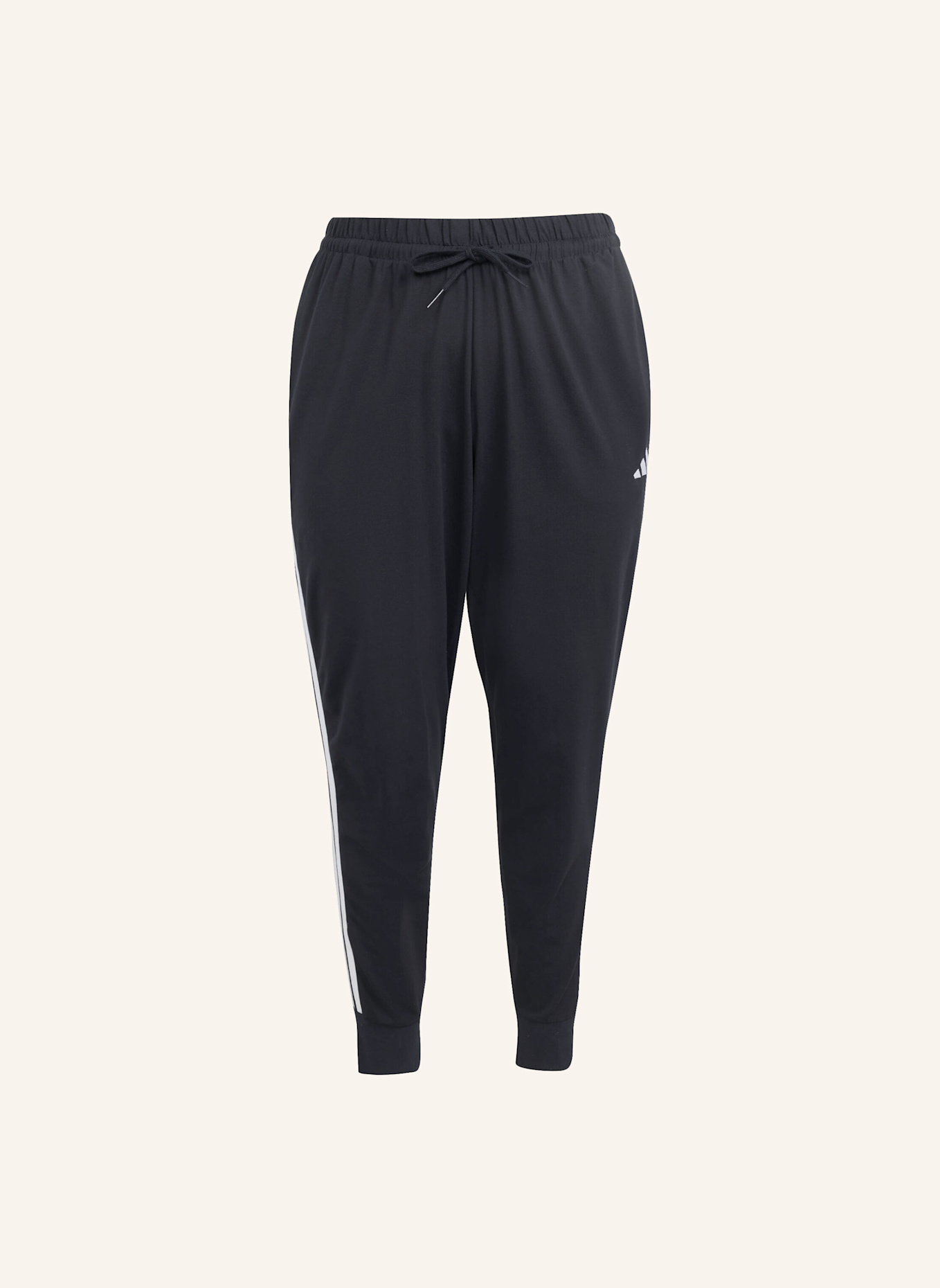 adidas ESSENTIALS 3-STREIFEN JOGGER-HOSE (GROSSE GRÖSSEN): SCHWARZ/ WEISS
