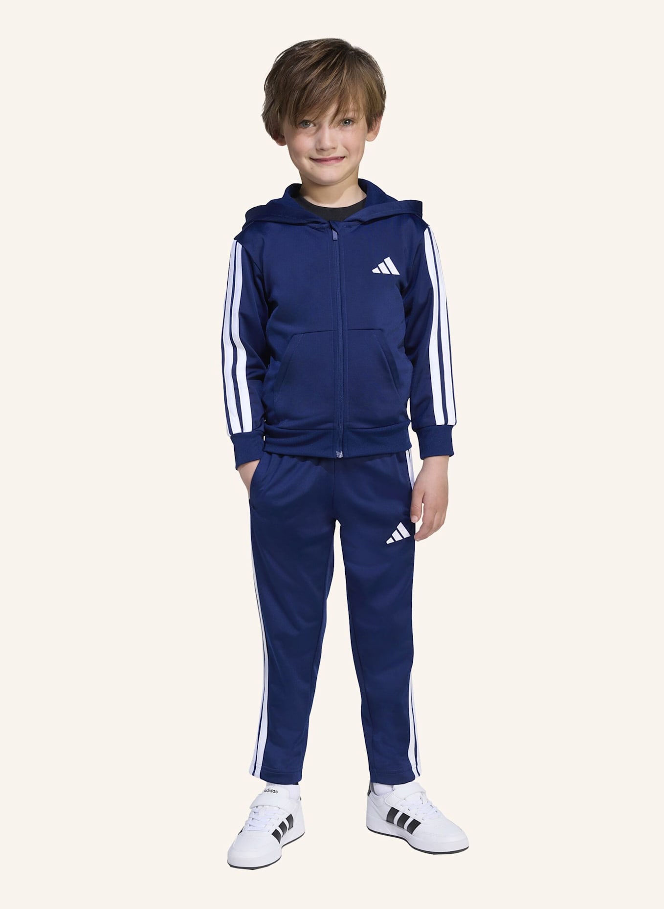adidas ESSENTIALS TRAININGSANZUG KINDER: BLAU/ WEISS