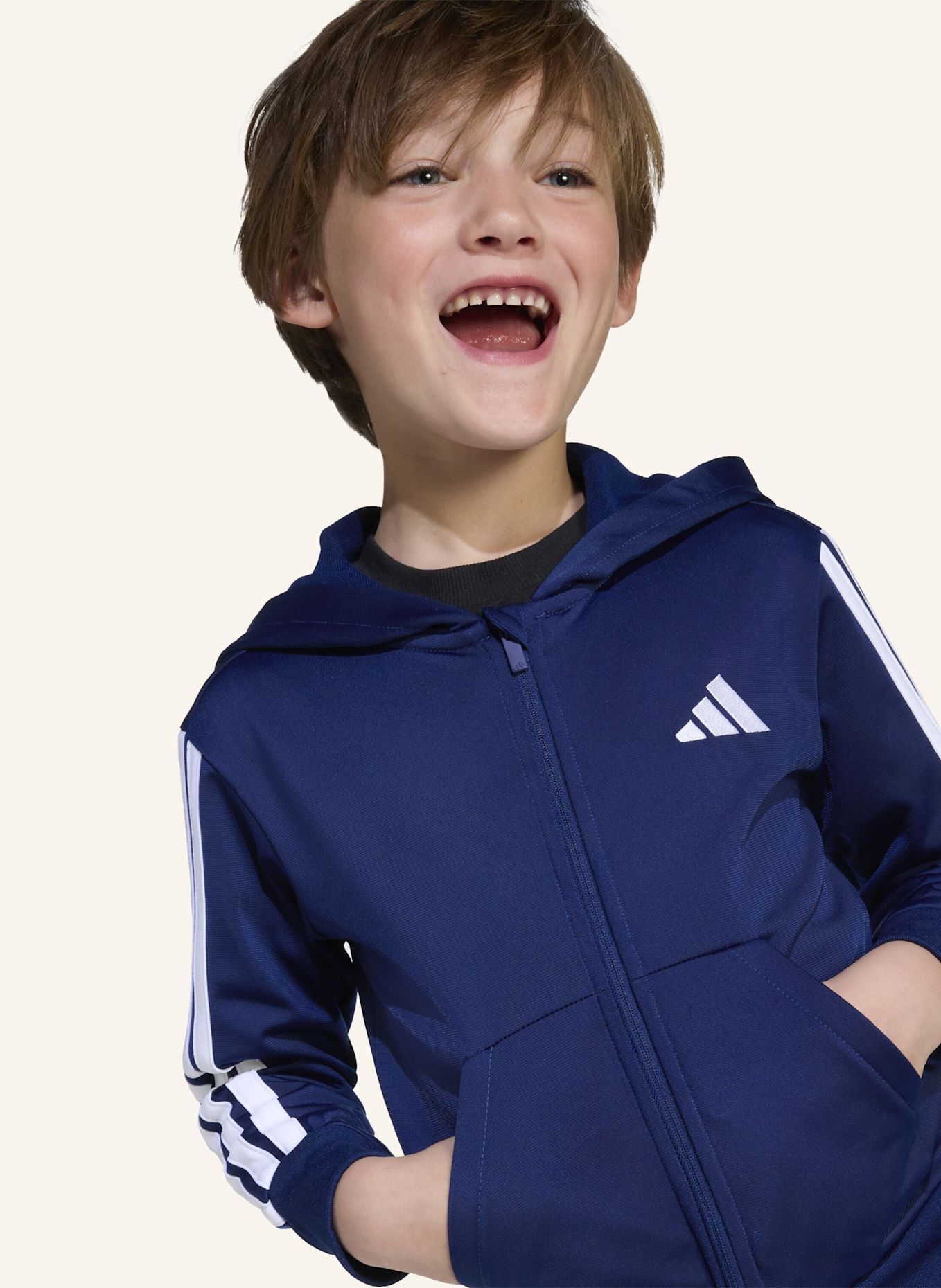 adidas ESSENTIALS TRAININGSANZUG KINDER: BLAU/ WEISS
