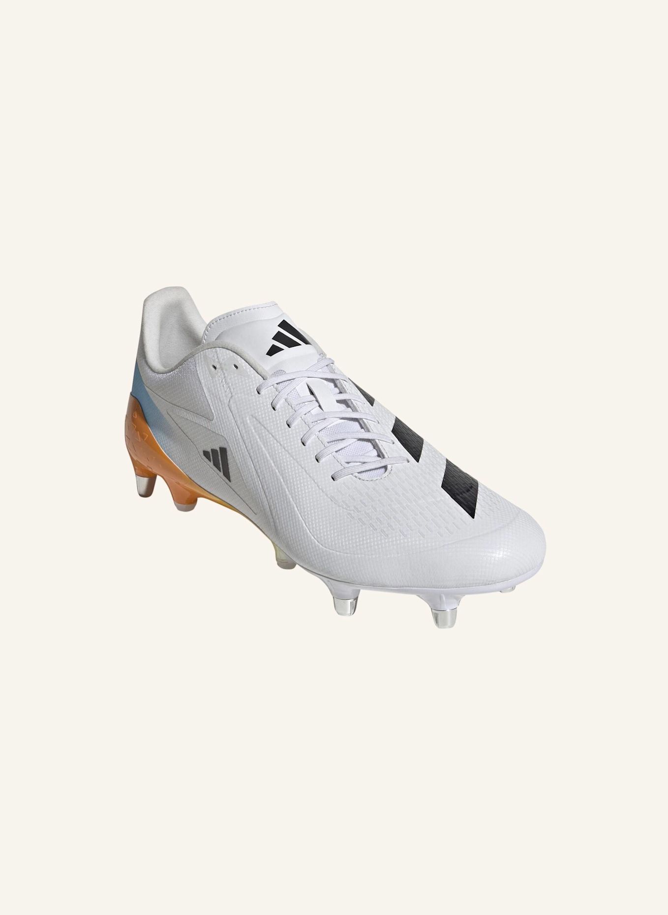adidas ADIZERO RS15 ULTIMATE SG RUGBYSCHUH: WEISS/ SCHWARZ/ ORANGE