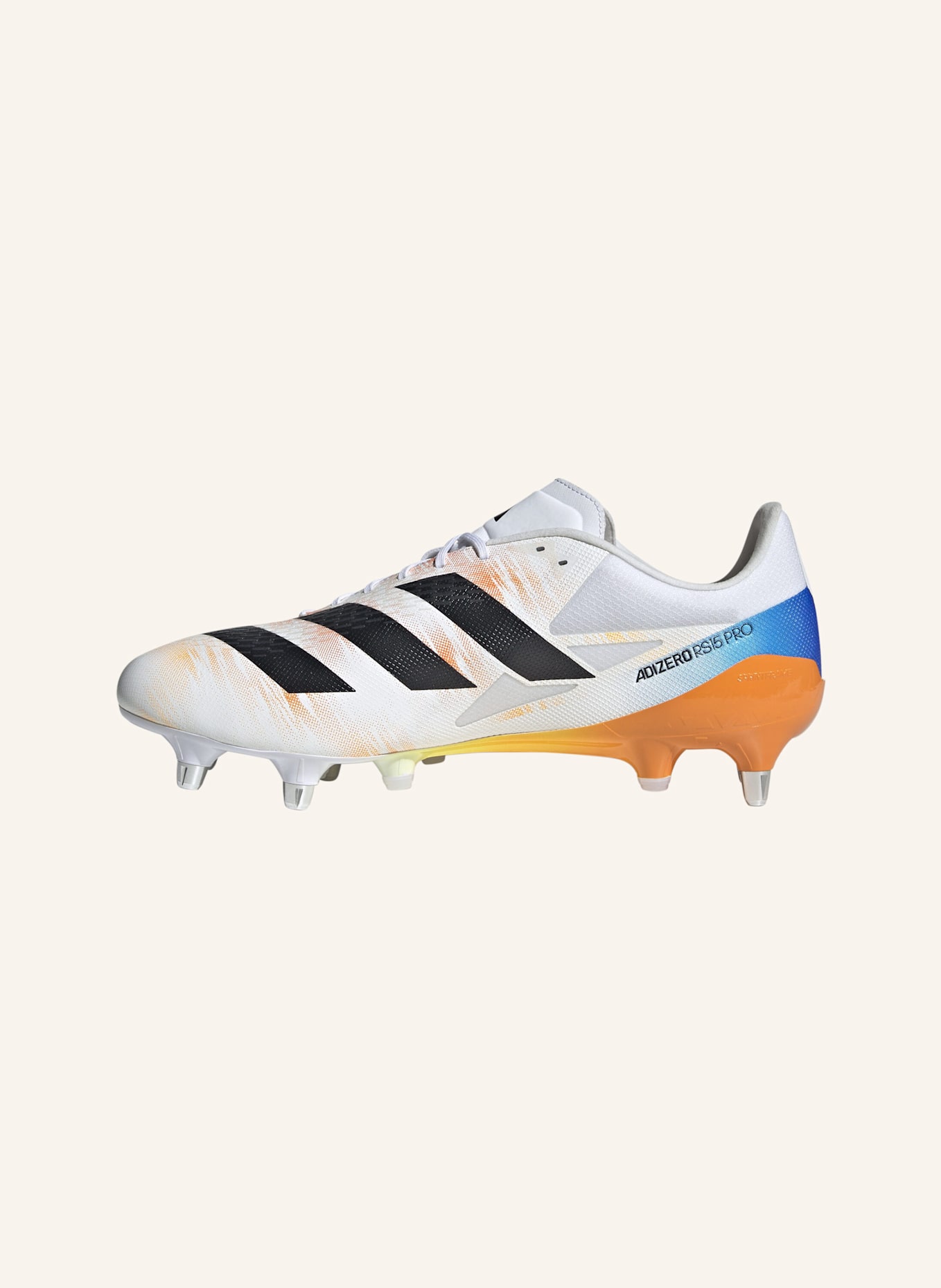 adidas ADIZERO RS15 PRO SG RUGBYSCHUH: WEISS/ SCHWARZ/ ORANGE