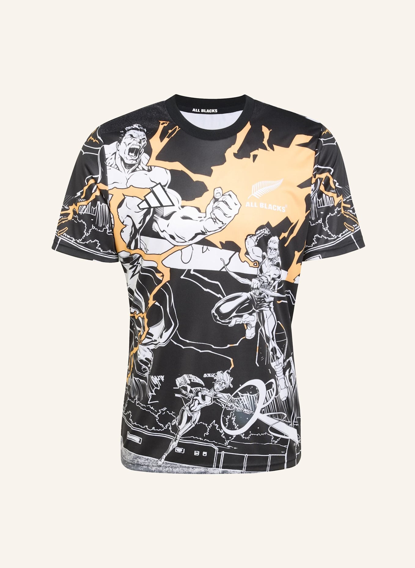 adidas ALL BLACKS MARVEL CAPTAINS RUN JERSEY: SCHWARZ