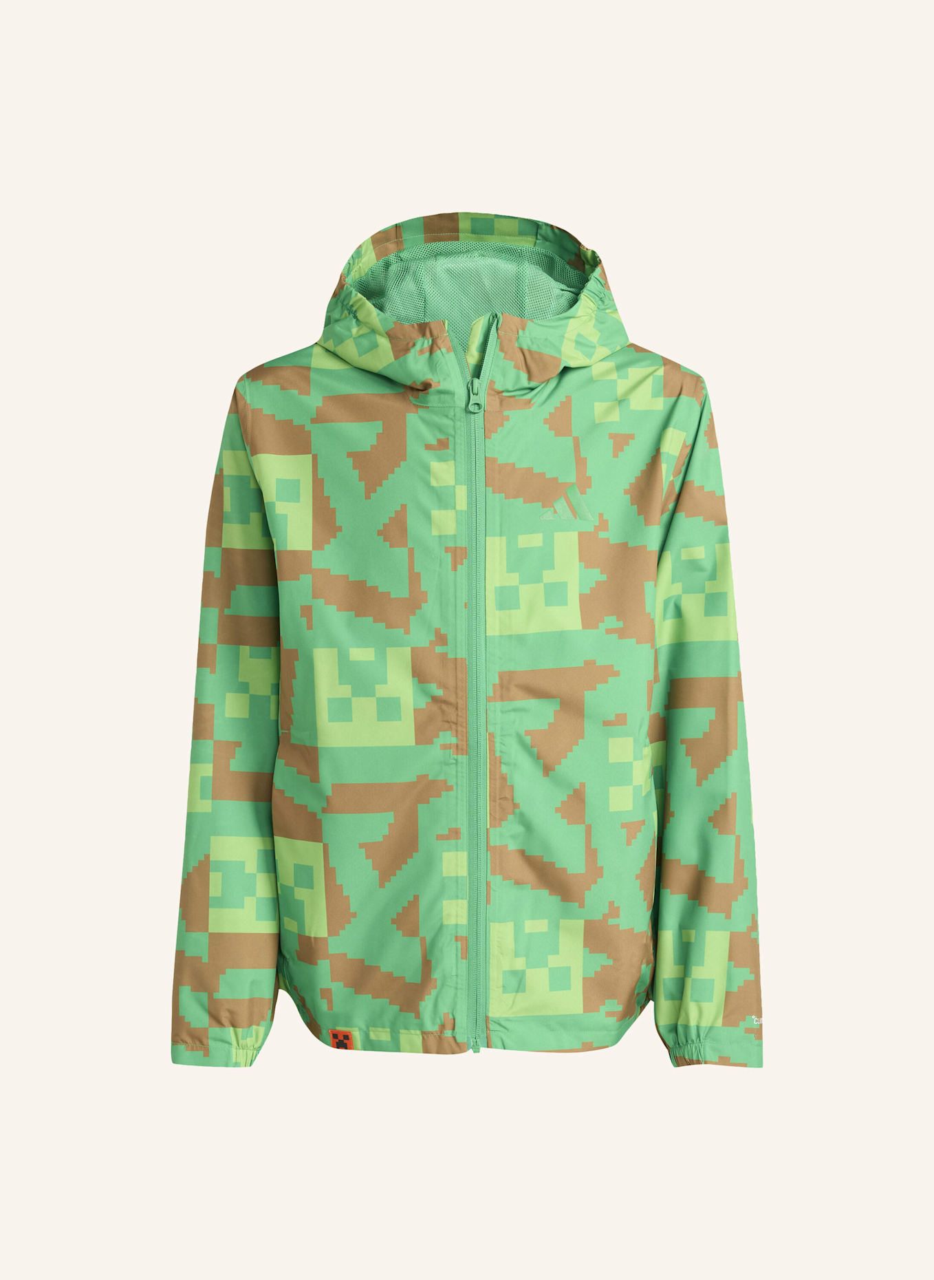 adidas TERREX ADIDAS MINECRAFT TERREX 2 LAYER CLIMAPROOF REGENJACKE: GRÜN/ BRAUN