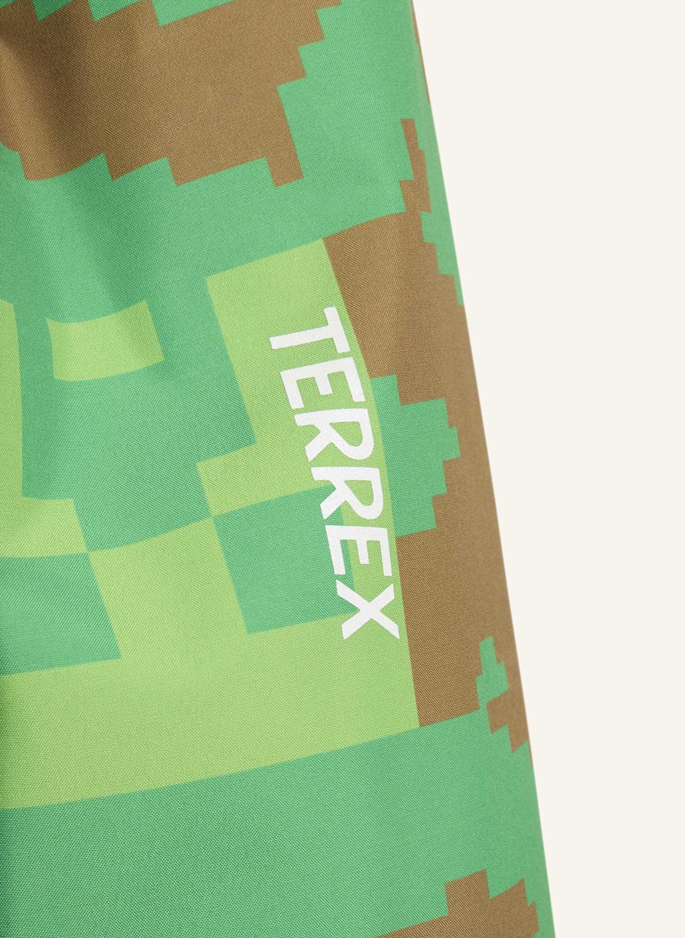 adidas TERREX ADIDAS MINECRAFT TERREX 2 LAYER CLIMAPROOF REGENJACKE: GRÜN/ BRAUN