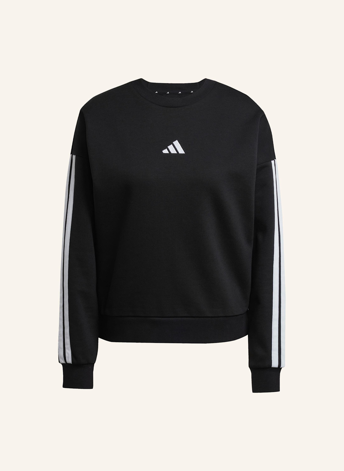 adidas ESSENTIALS 3-STREIFEN SWEATSHIRT: SCHWARZ/ WEISS