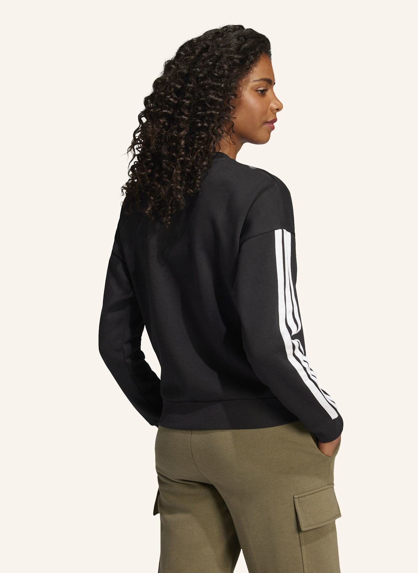 adidas ESSENTIALS 3-STREIFEN SWEATSHIRT: SCHWARZ/ WEISS