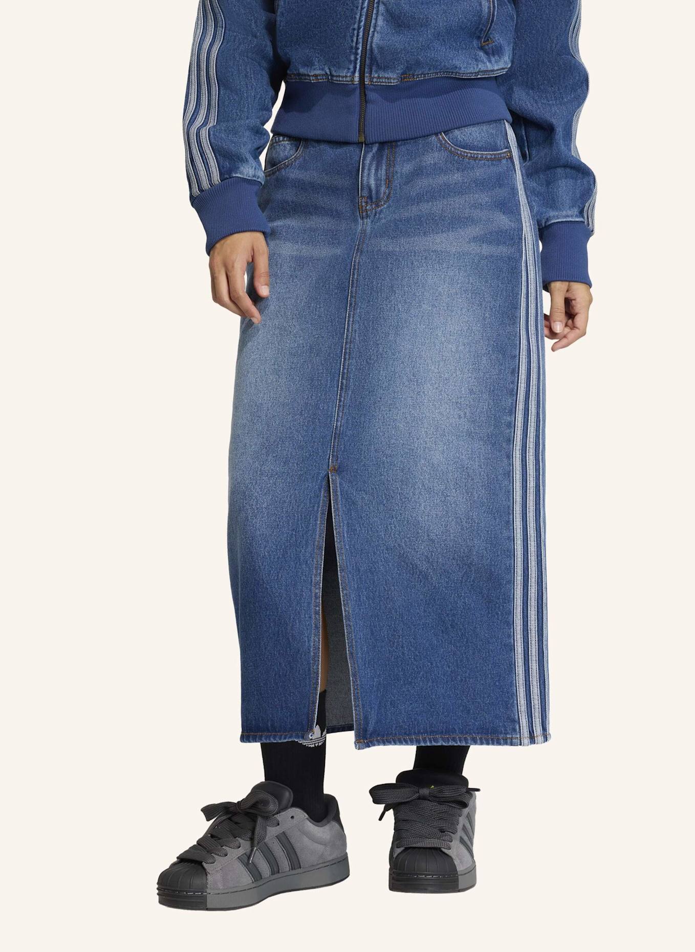 adidas Originals 3-STREIFEN JEANS-BLEISTIFTROCK: BLAU