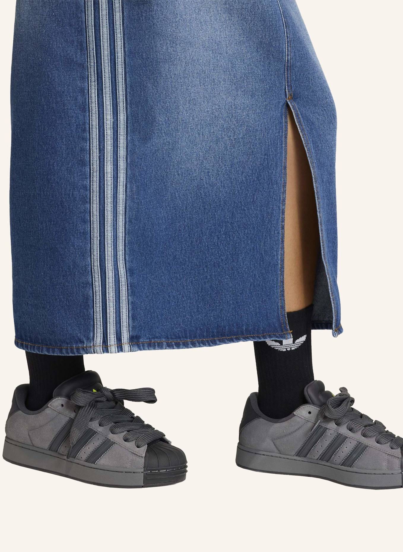 adidas Originals 3-STREIFEN JEANS-BLEISTIFTROCK: BLAU