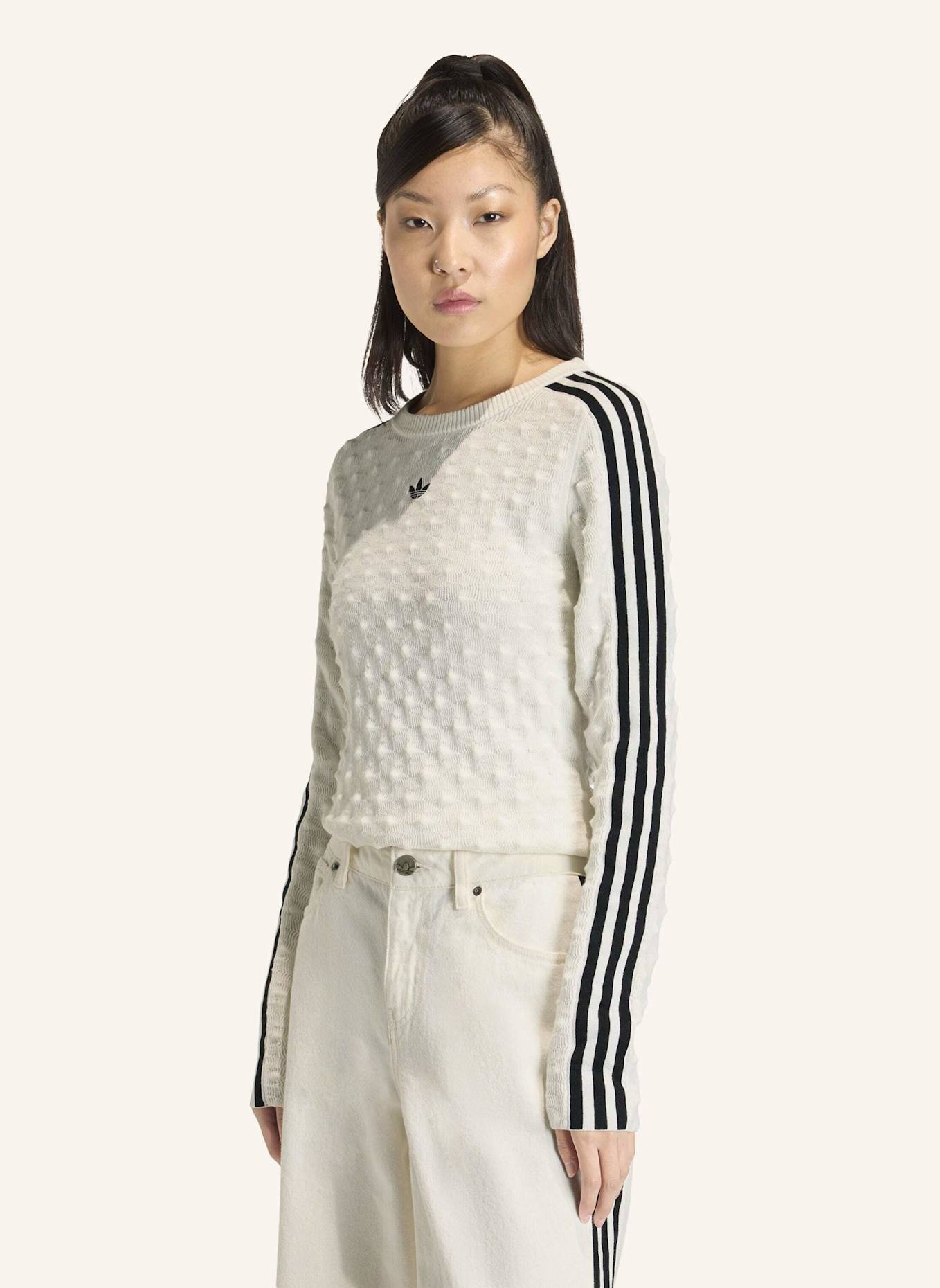 adidas Originals ADIDAS ORIGINALS SLIM SOLID SPIKE KNIT SWEATSHIRT: WEISS
