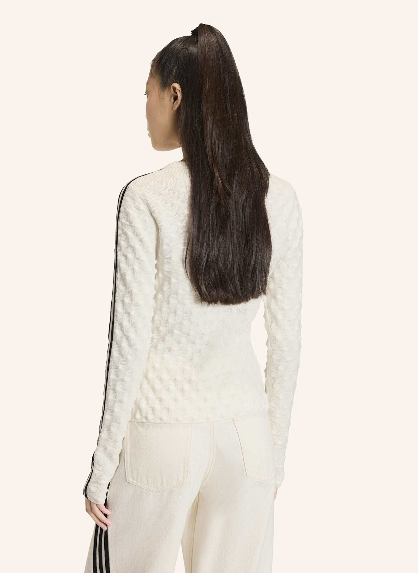 adidas Originals ADIDAS ORIGINALS SLIM SOLID SPIKE KNIT SWEATSHIRT: WEISS