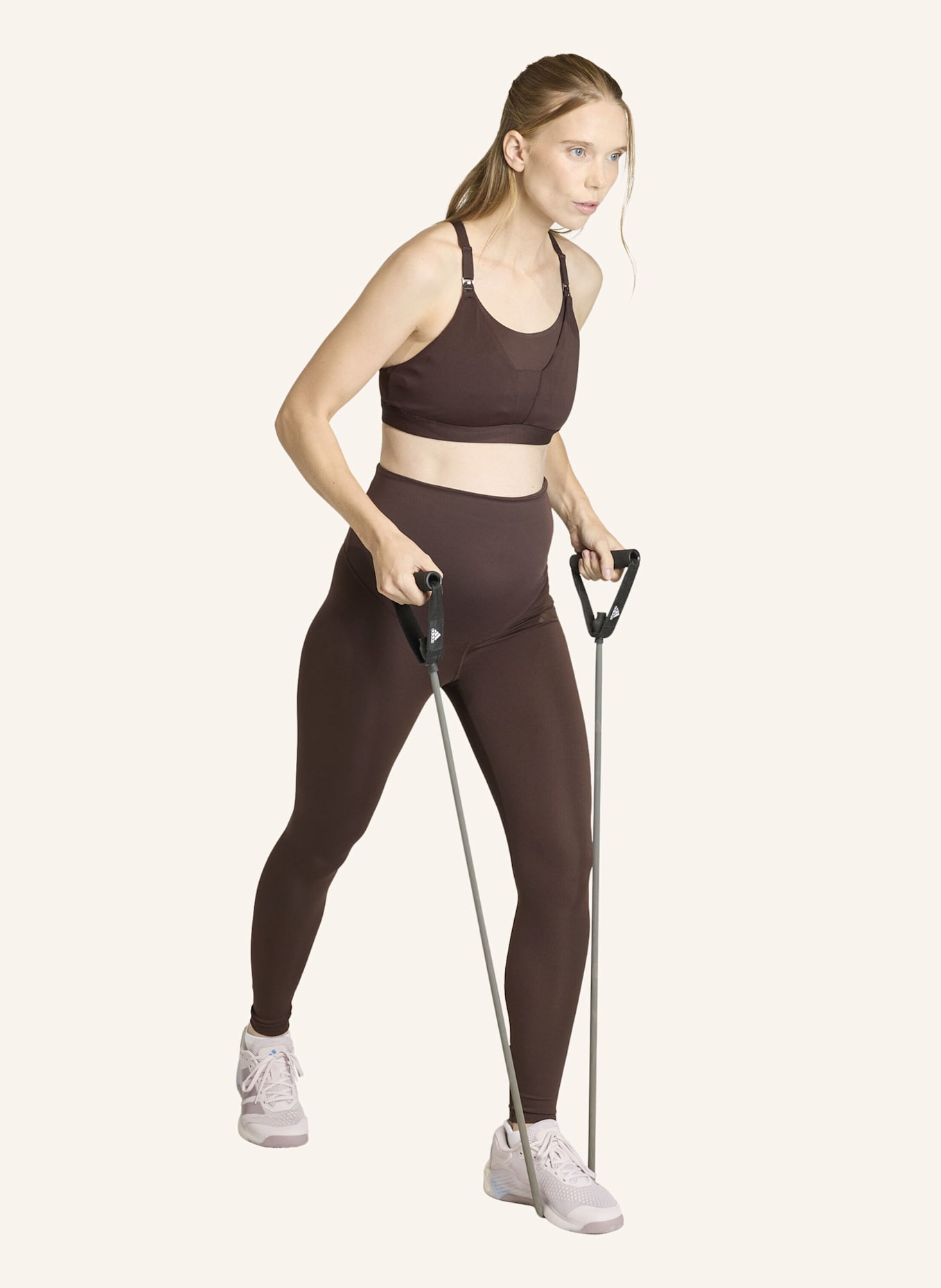 adidas OPTIME ESSENTIALS WORKOUT UMSTANDS-LEGGINGS IN VOLLER LÄNGE: BRAUN