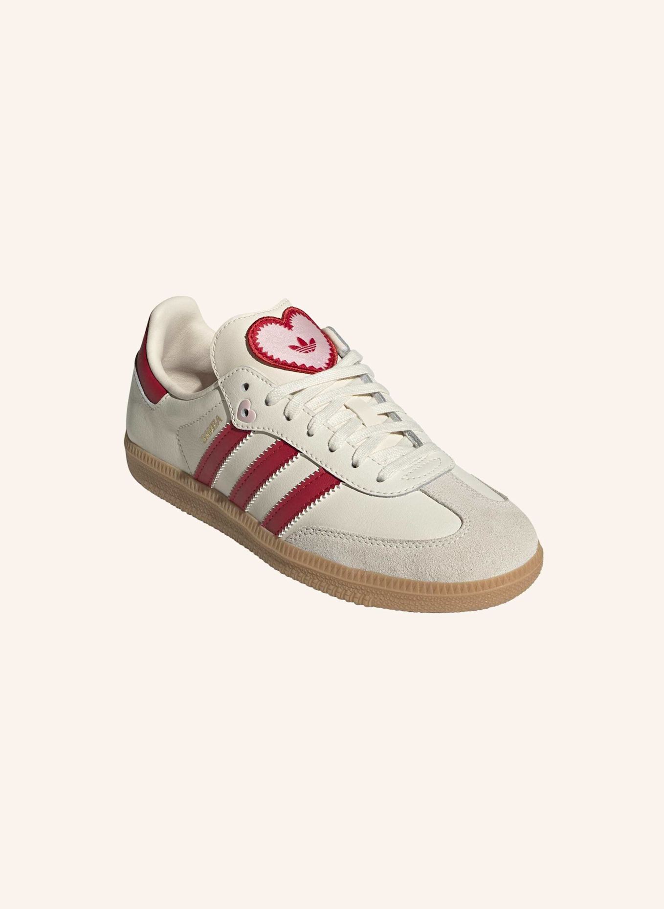 adidas Originals SAMBA OG SCHUH: WEISS/ ROT/ BEIGE