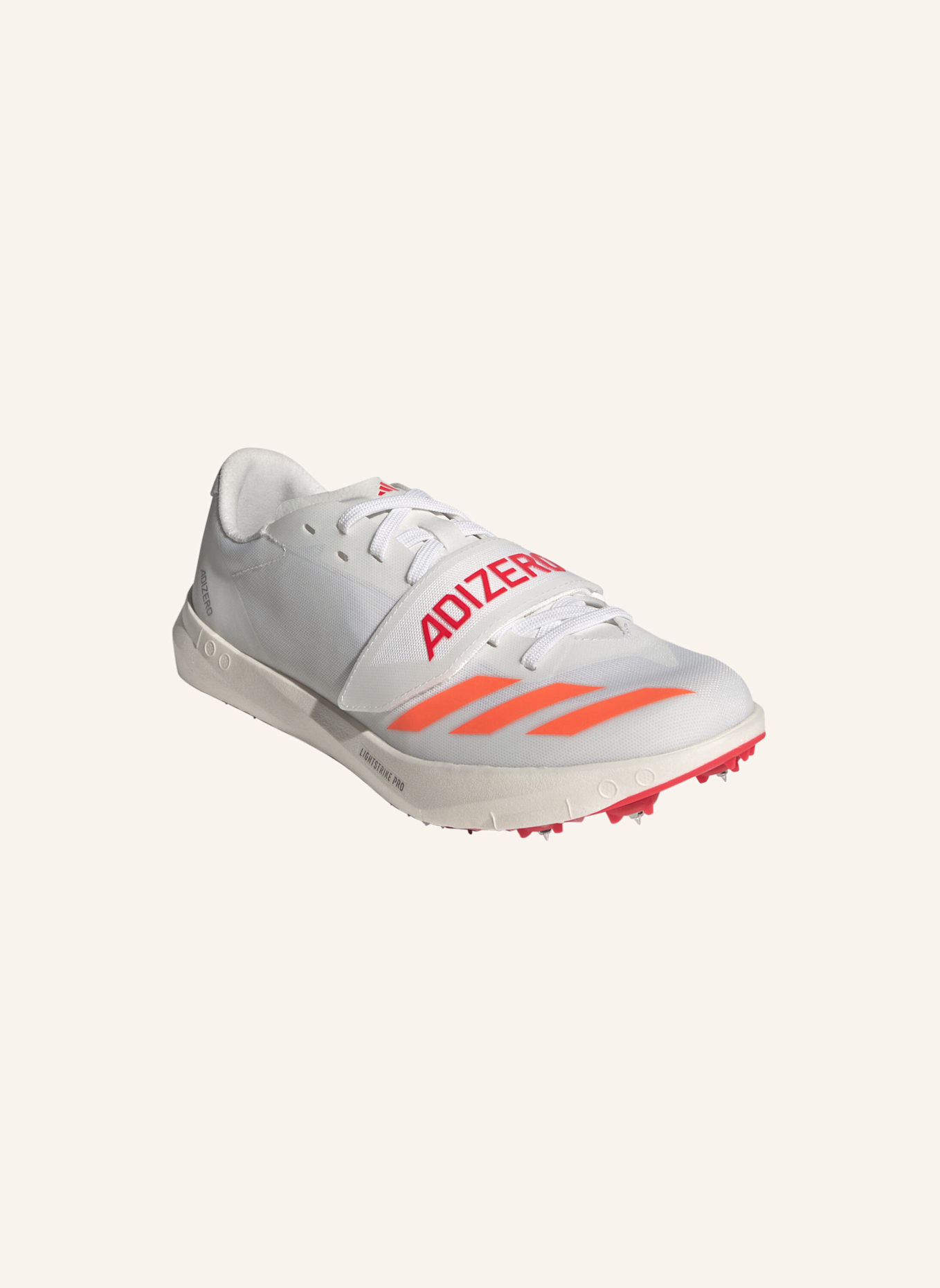 adidas ADIZERO TJ/PV LEICHTATHLETIKSCHUH: WEISS/ ORANGE/ ROT