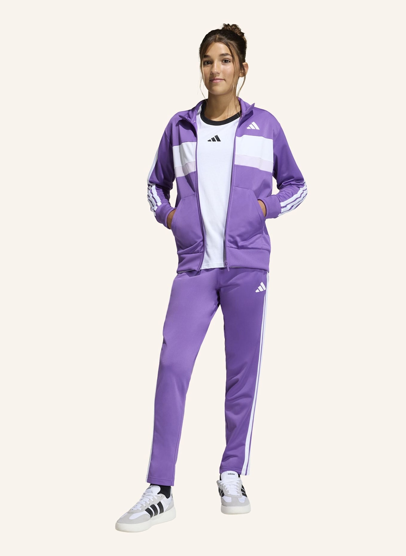 adidas SEASONAL ESSENTIALS TIBERIO 3-STREIFEN TRICOT KIDS TRAININGSANZUG: WEISS