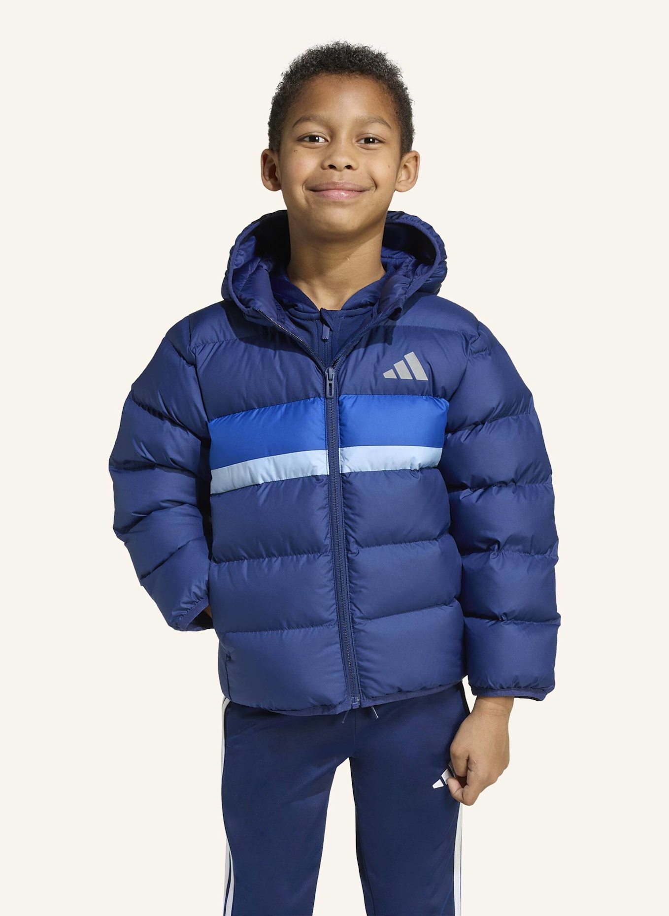 adidas KUNSTDAUNEN JACKE KINDER: DUNKELBLAU/ BLAU/ NEONBLAU