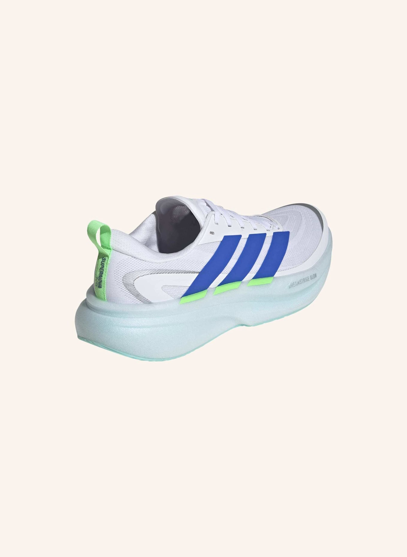 adidas Laufschuhe SUPERNOVA GLIDE: WEISS/ BLAU/ NEONGRÜN